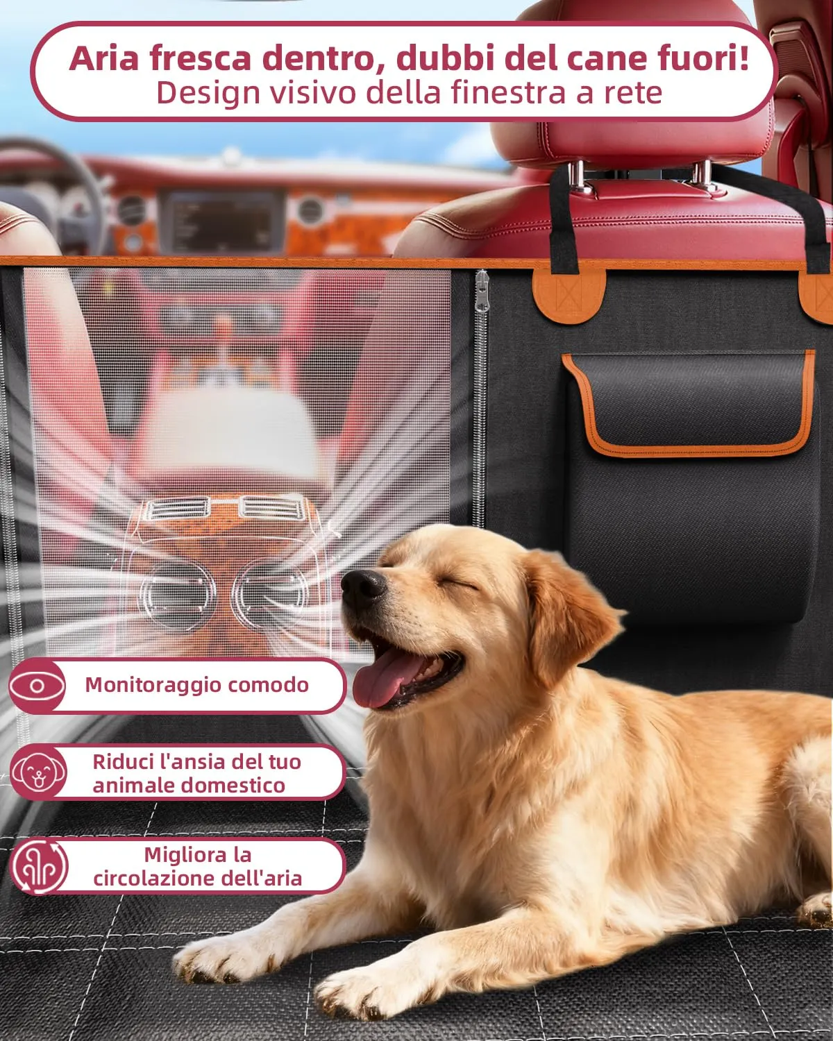 UPAWPIA Coprisedile Auto per Cani 600D Impermeabile con Protezione Laterale Antigraffio e Antiscivolo per Auto e SUV - immagine 3