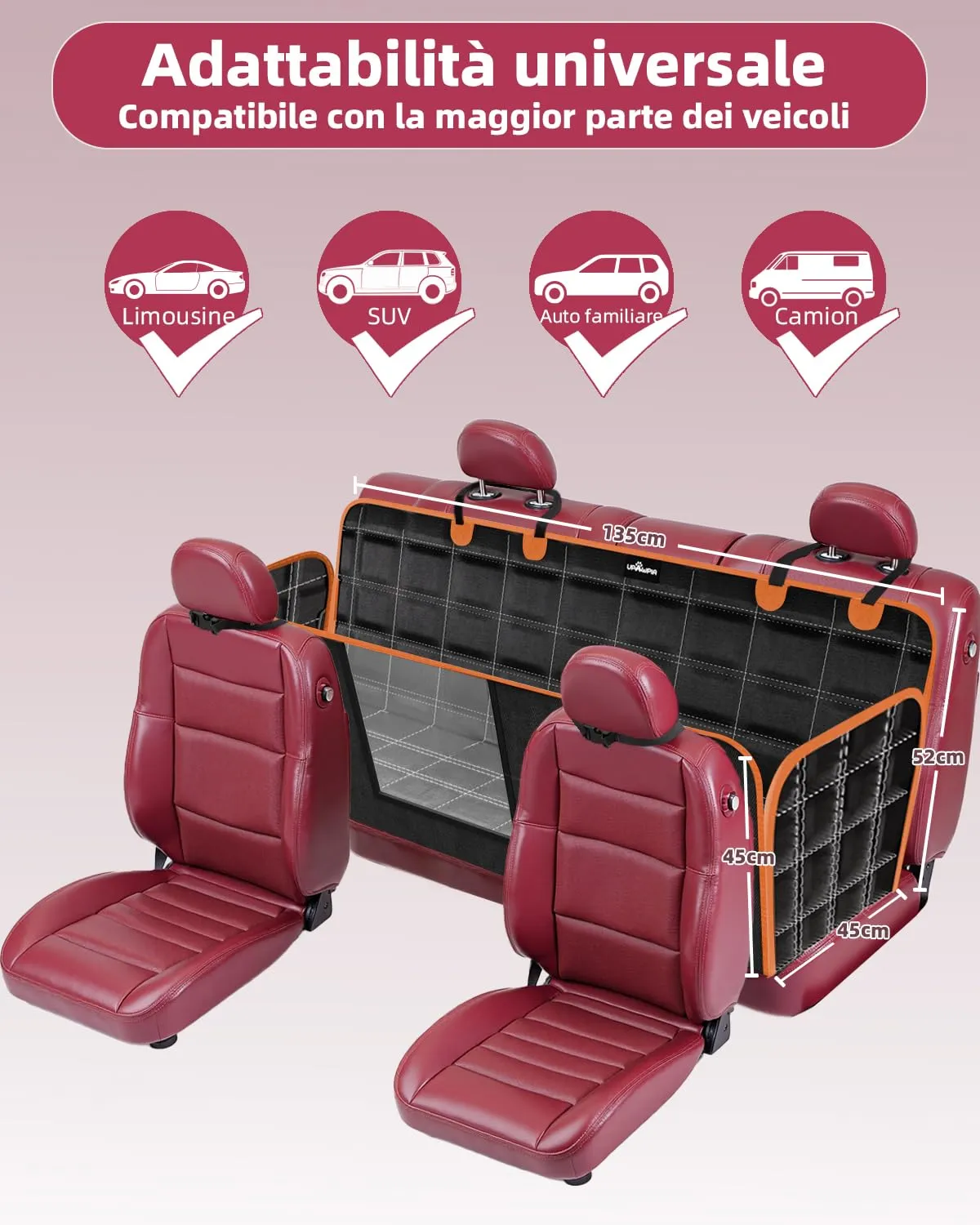 UPAWPIA Coprisedile Auto per Cani 600D Impermeabile con Protezione Laterale Antigraffio e Antiscivolo per Auto e SUV - immagine 4