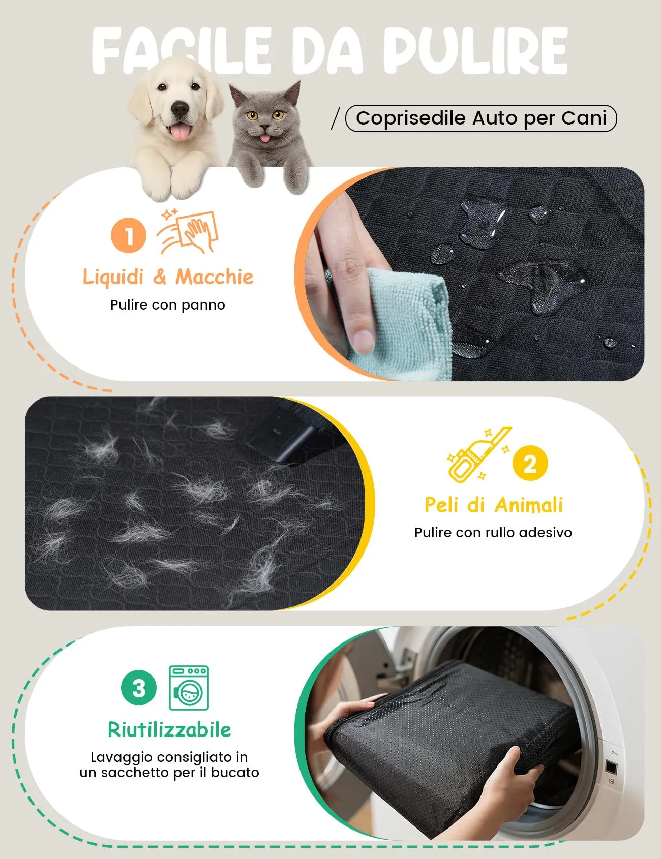 Lamicall Coprisedile per Auto per Cani Impermeabile Antiscivolo e Antigraffio con Finestra Visibile per SUV e Piccoli Furgoni, Nero, L - immagine 6