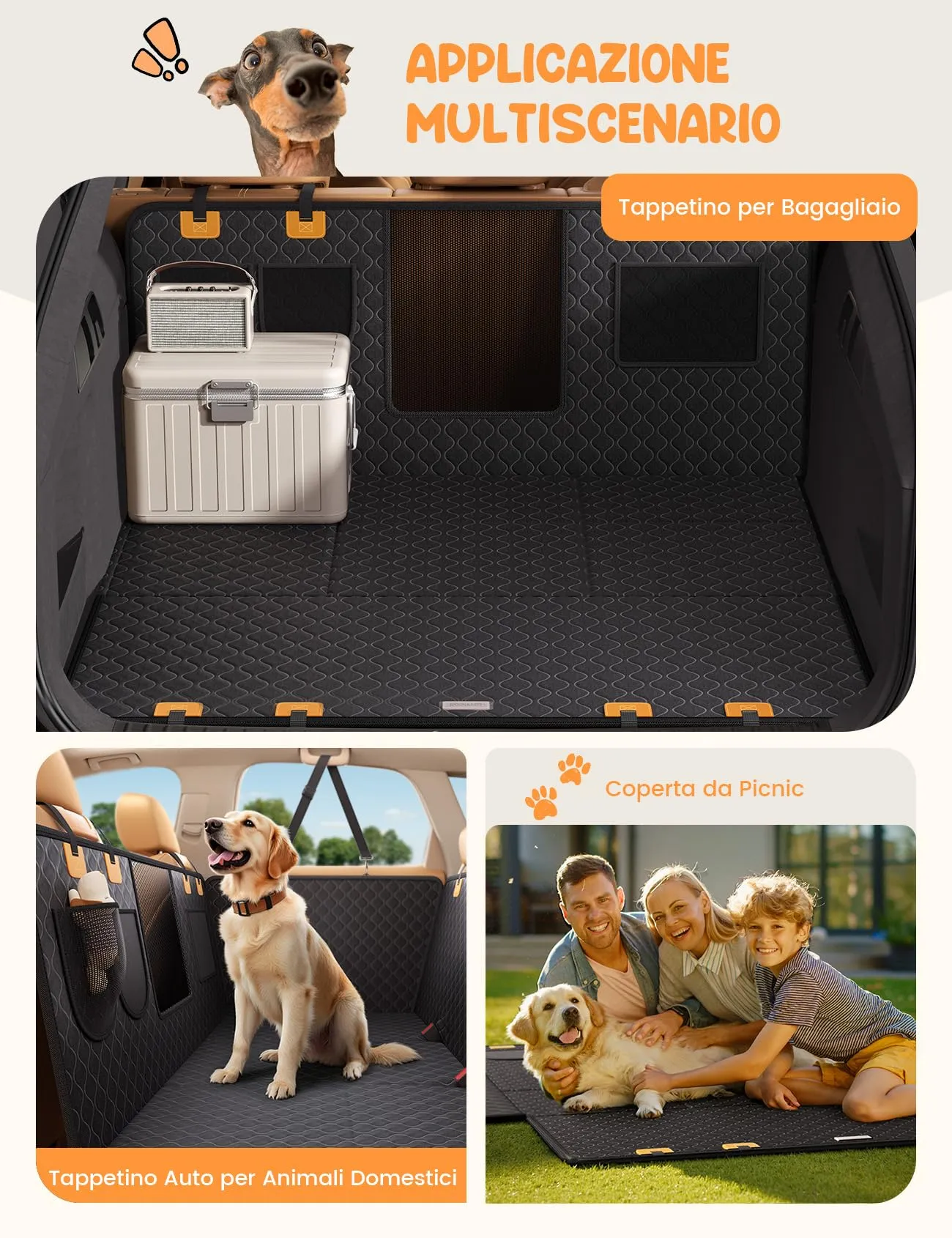 Lamicall Coprisedile per Auto per Cani Impermeabile Antiscivolo e Antigraffio con Finestra Visibile per SUV e Piccoli Furgoni, Nero, L - immagine 8