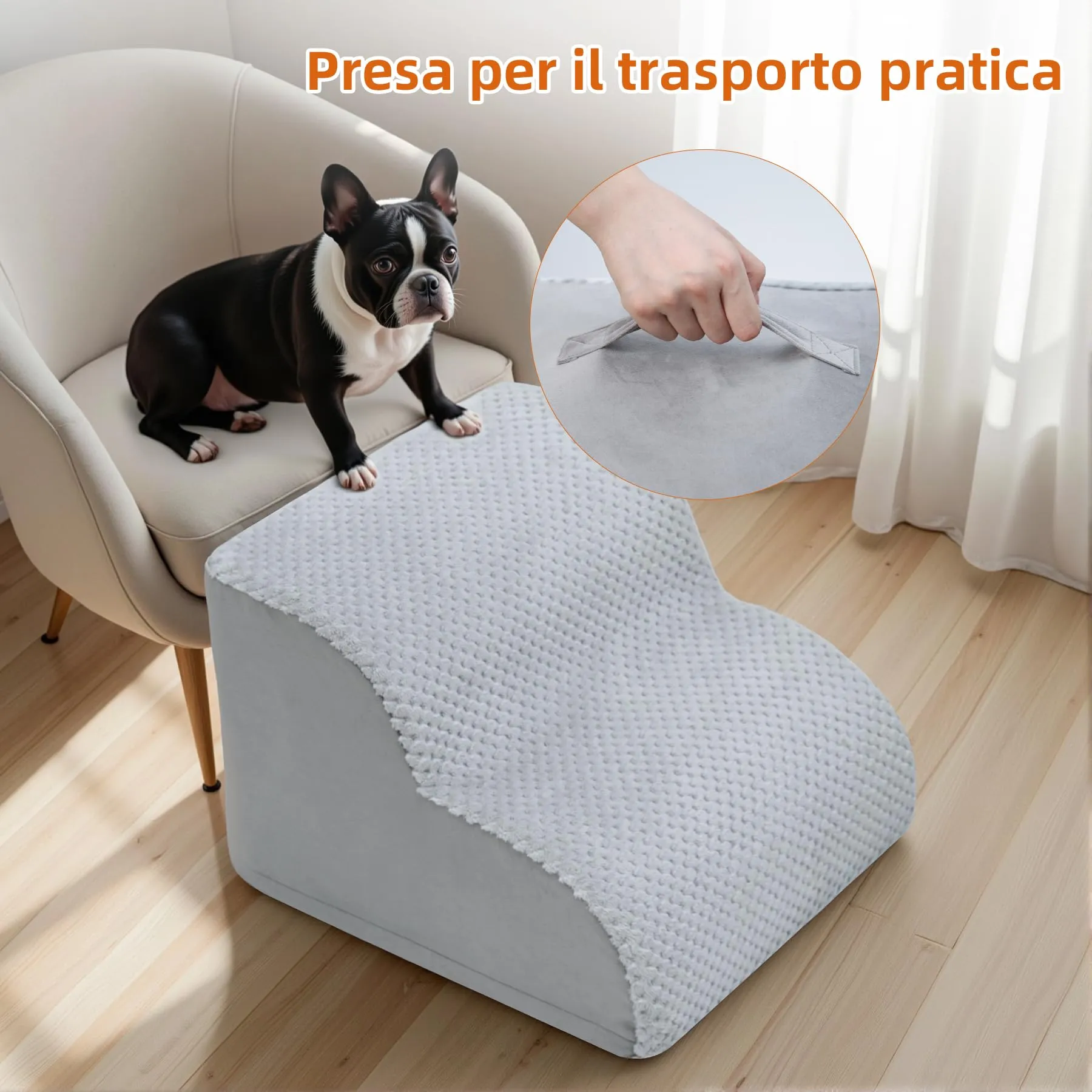 KSIIA Scala per cani e gatti a 2 gradini, 40 x 40 x 30 cm, Grigio - immagine 7