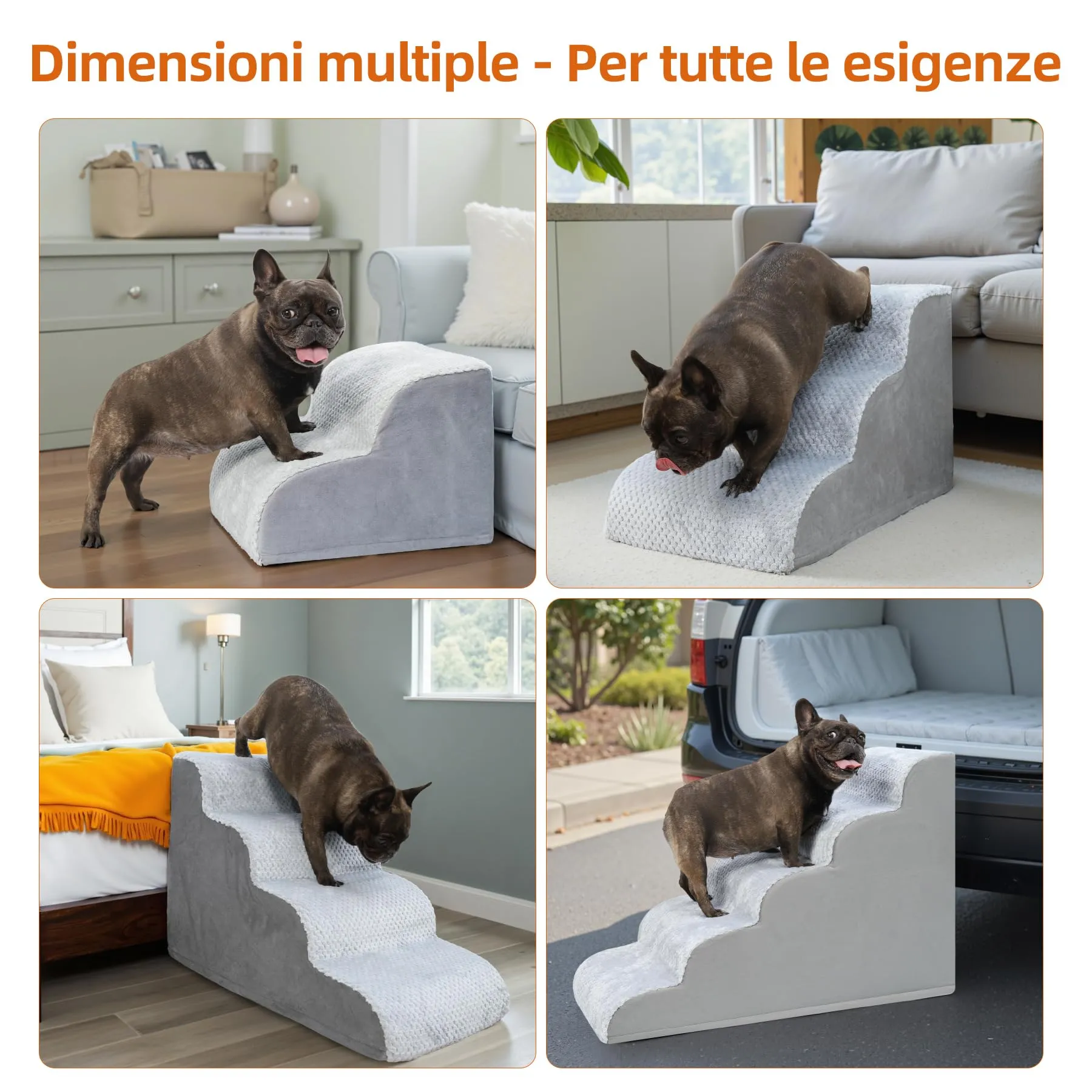 KSIIA Scaletta per Cani 5 Gradini Antiscivolo per Divano e Letto, Grigio - immagine 8