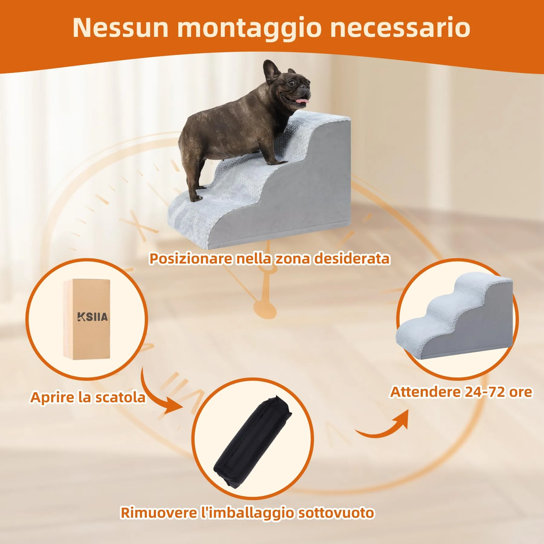 KSIIA Scaletta per Cani 4 Gradini 50 cm Antiscivolo per Divano e Letto - immagine 6