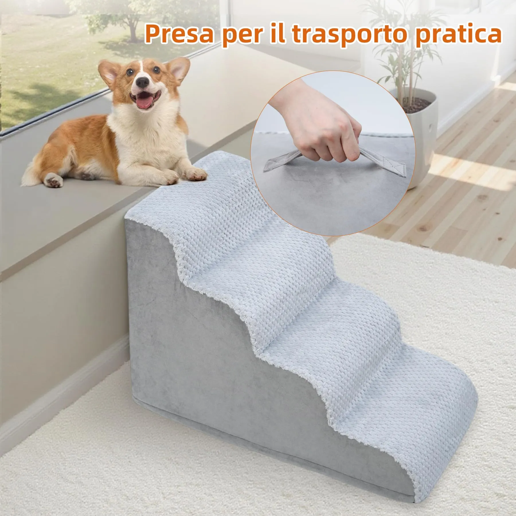 KSIIA Scaletta per Cani 4 Gradini 50 cm Antiscivolo per Divano e Letto - immagine 7