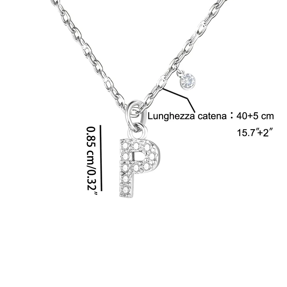 GUOYU Collana Iniziale Lettera in Acciaio Inossidabile con Zirconi (P) - immagine 2