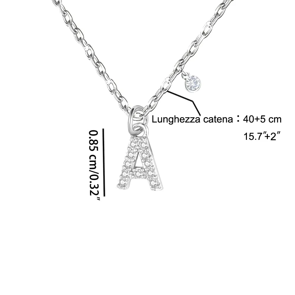 GUOYU Collana Iniziale Lettera in Acciaio Inossidabile con Zirconi per Donne e Ragazze - immagine 2