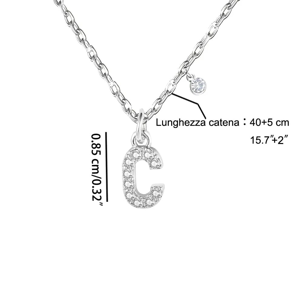 GUOYU Collana con Iniziale Lettera C in Zirconi e Acciaio Inossidabile per Donne e Ragazze - immagine 2