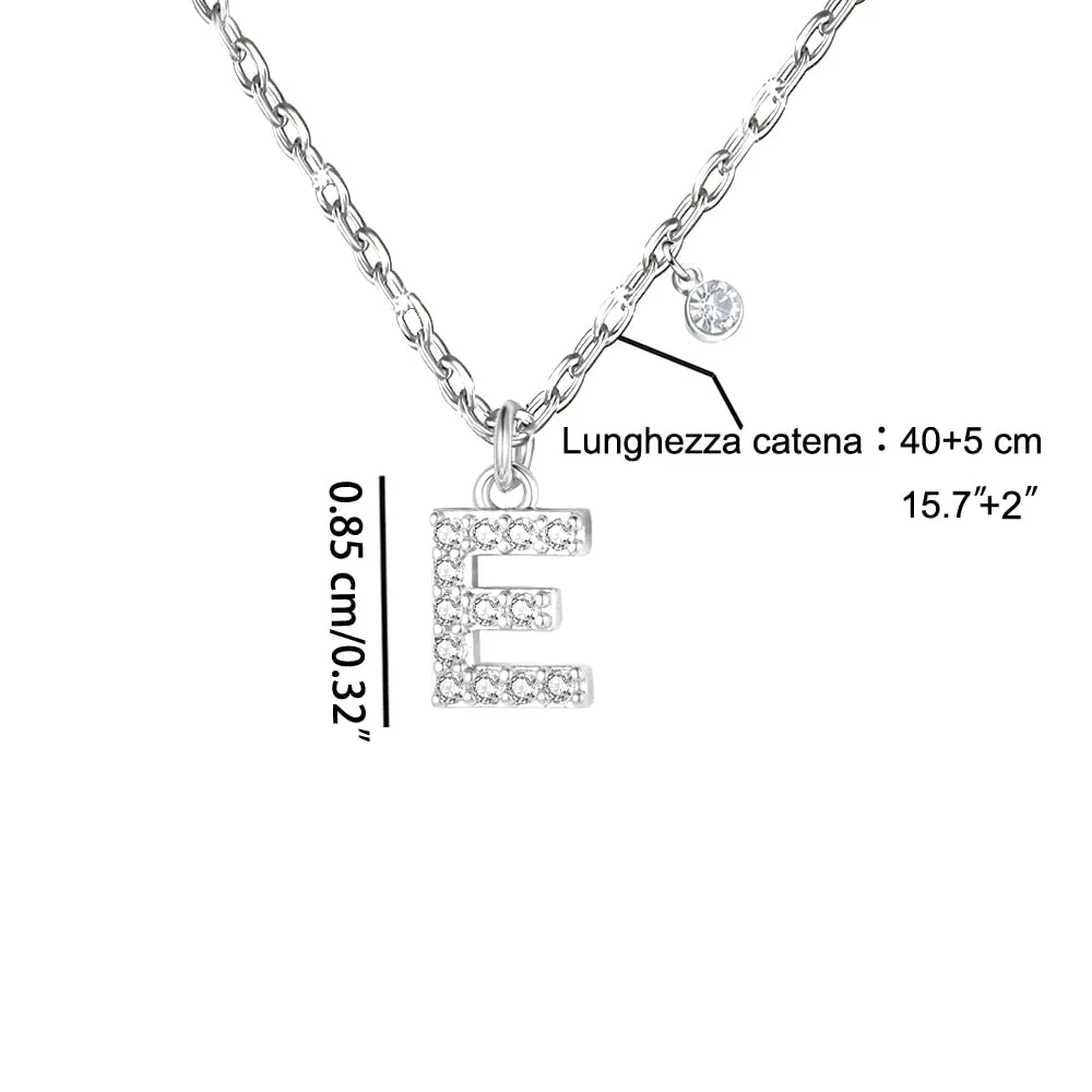 GUOYU Collana Iniziale Lettera in Acciaio Inossidabile con Zirconi (E) - immagine 2