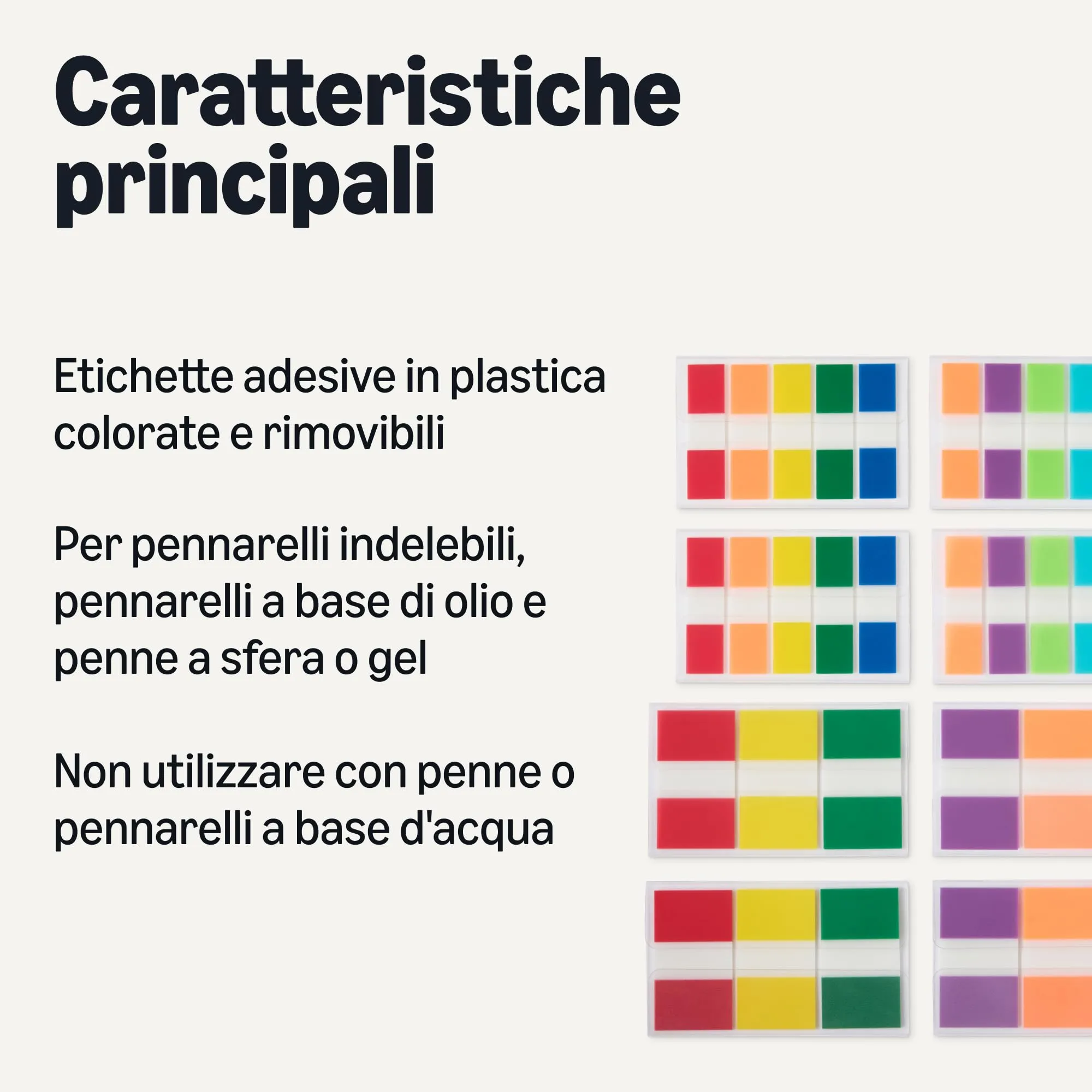 Amazon Basics Segnapagina Adesivi, Segnalibri Colorati, Linguette Indice, Confezione da 640 Misti (240 da 2,4cm e 400 da 1,2cm) - immagine 2