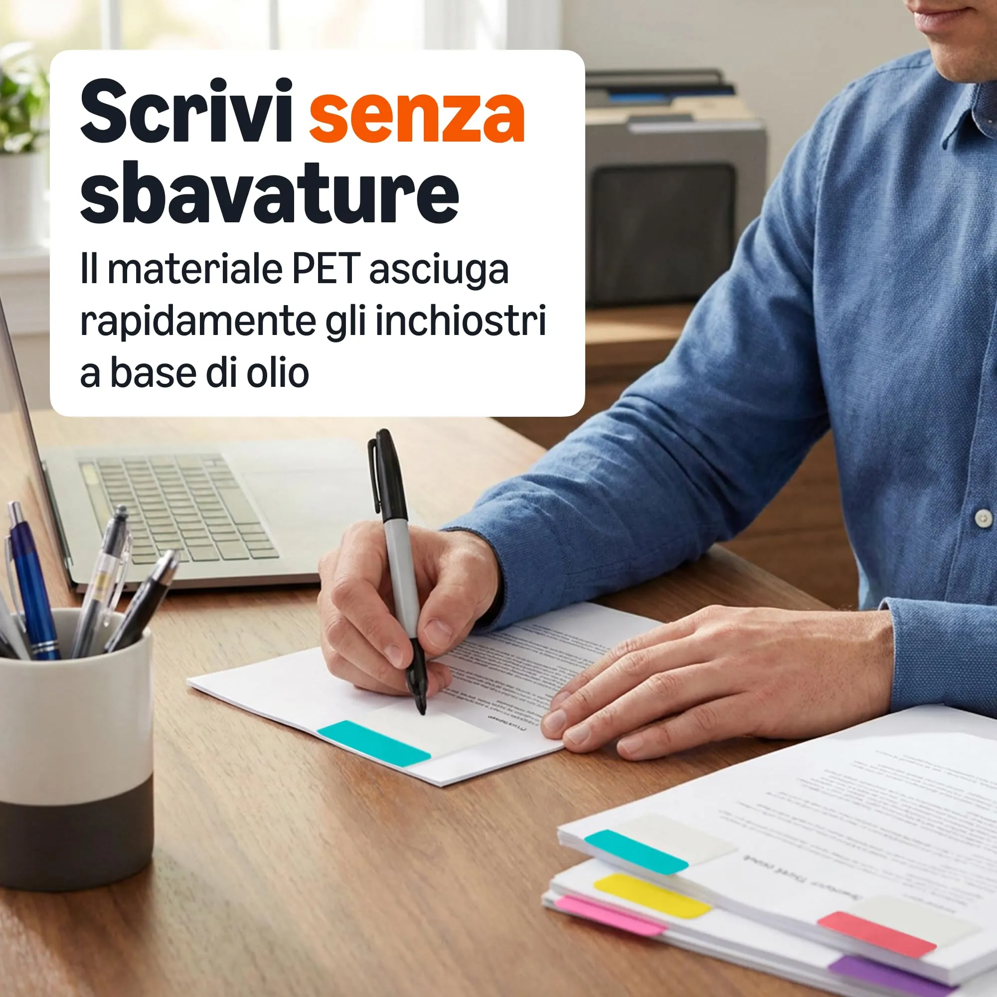 Amazon Basics Segnapagina Adesivi, Segnalibri Colorati, Linguette Indice, Confezione da 640 Misti (240 da 2,4cm e 400 da 1,2cm) - immagine 3