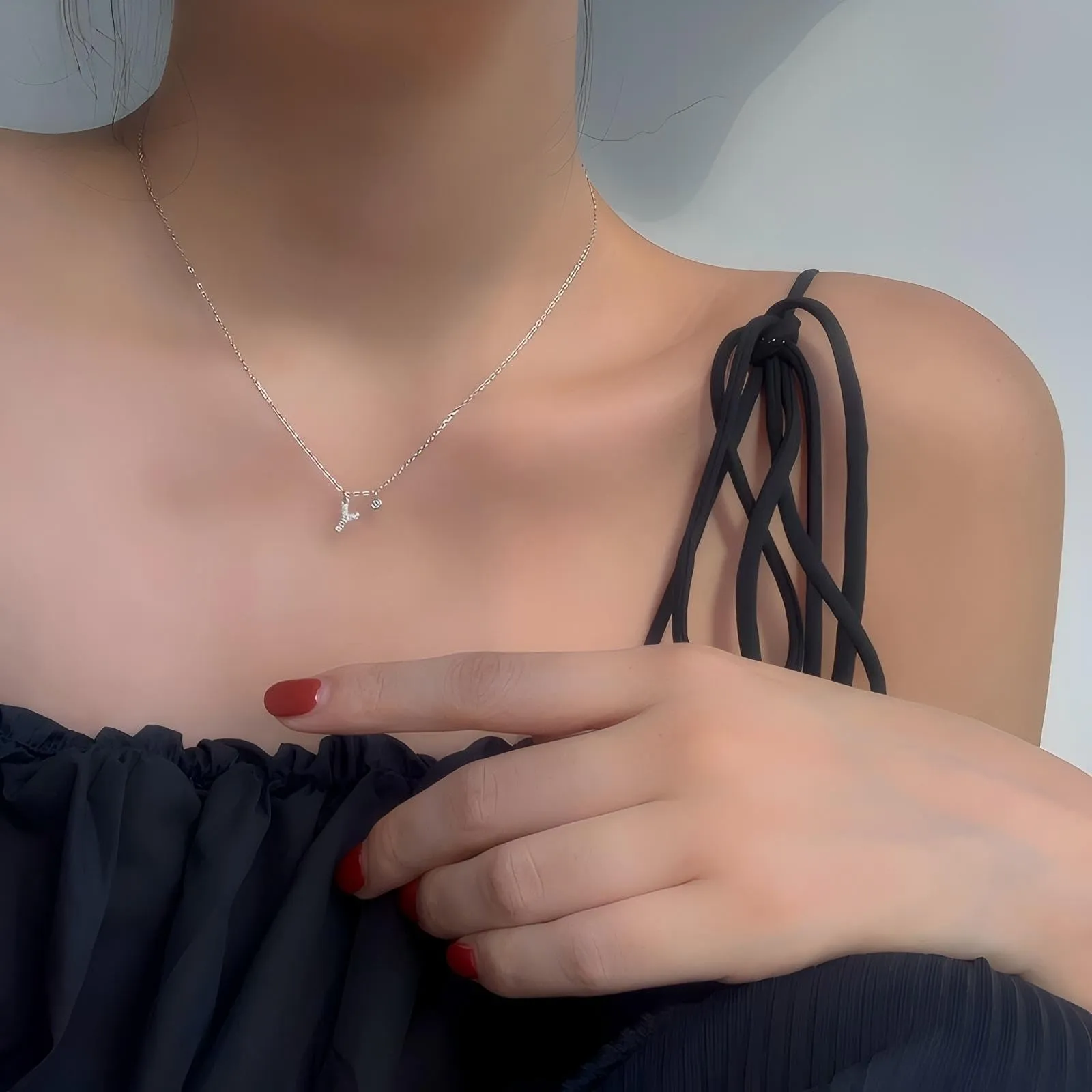 GUOYU Collana Iniziale Lettera Y in Acciaio Inossidabile con Zirconi per Donna e Ragazza - immagine 3