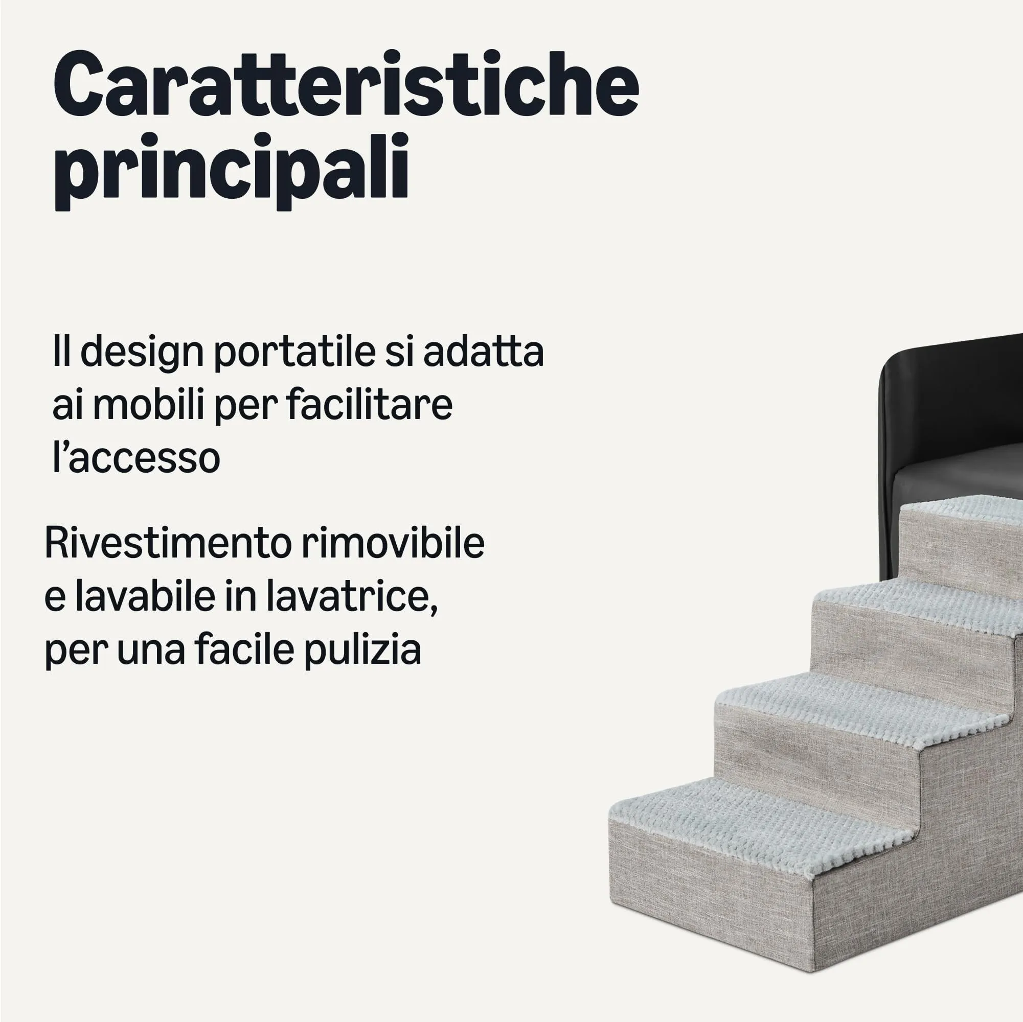 Amazon Basics Scaletta per Cani a 4 Gradini per Letto e Divano, Grigio - immagine 2