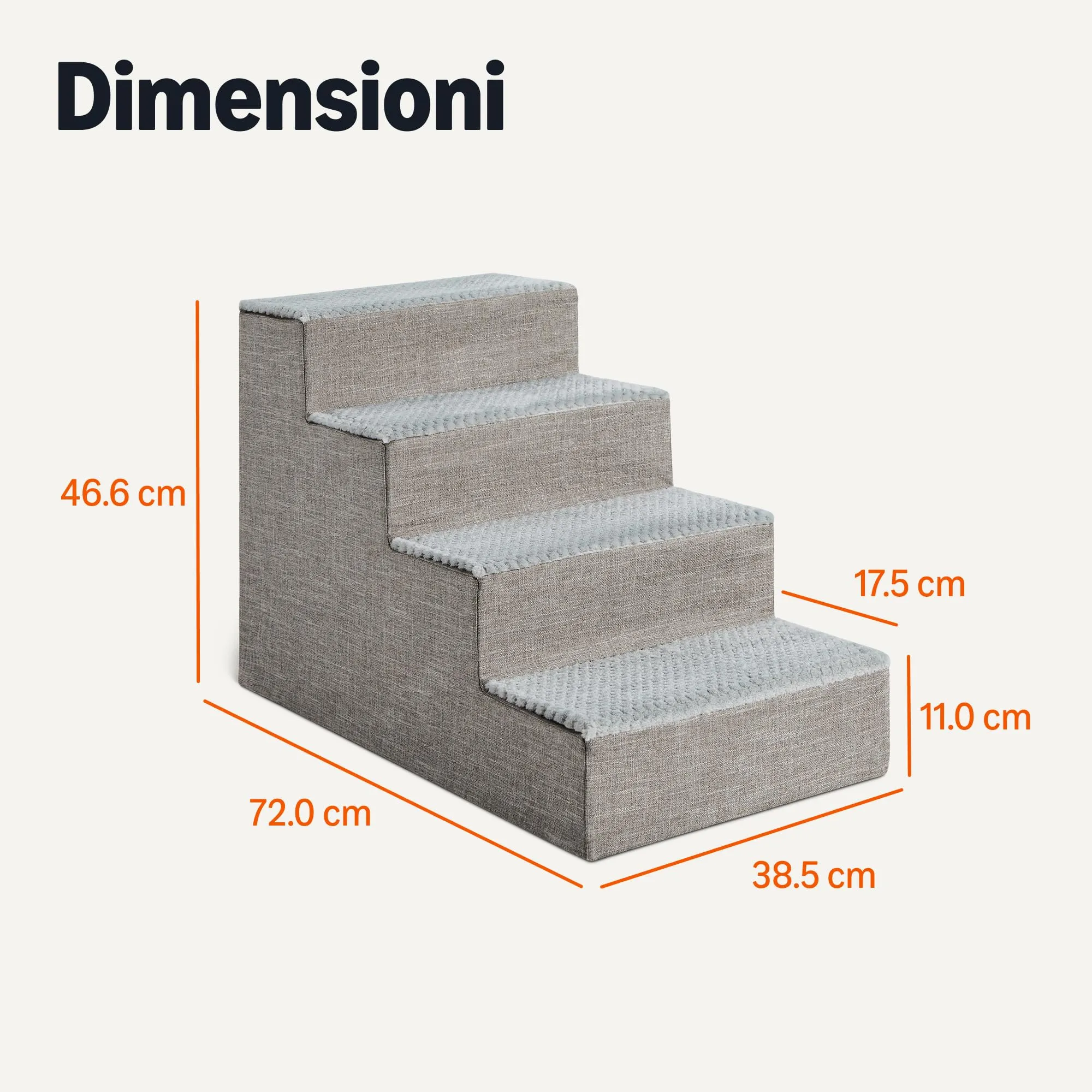 Amazon Basics Scaletta per Cani a 4 Gradini per Letto e Divano, Grigio - immagine 5
