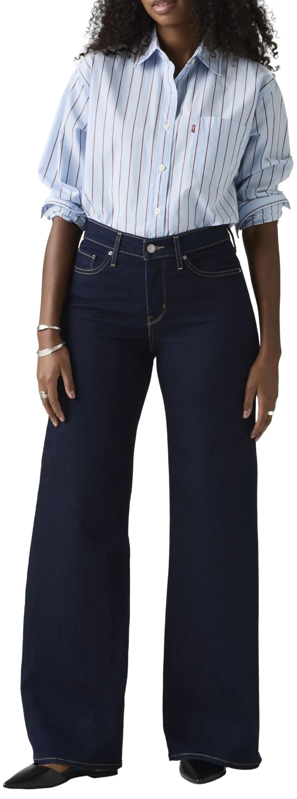 Levi's 318 Shaping Wide Leg Jeans, Darkest Sky, 26W x 30L - immagine 5