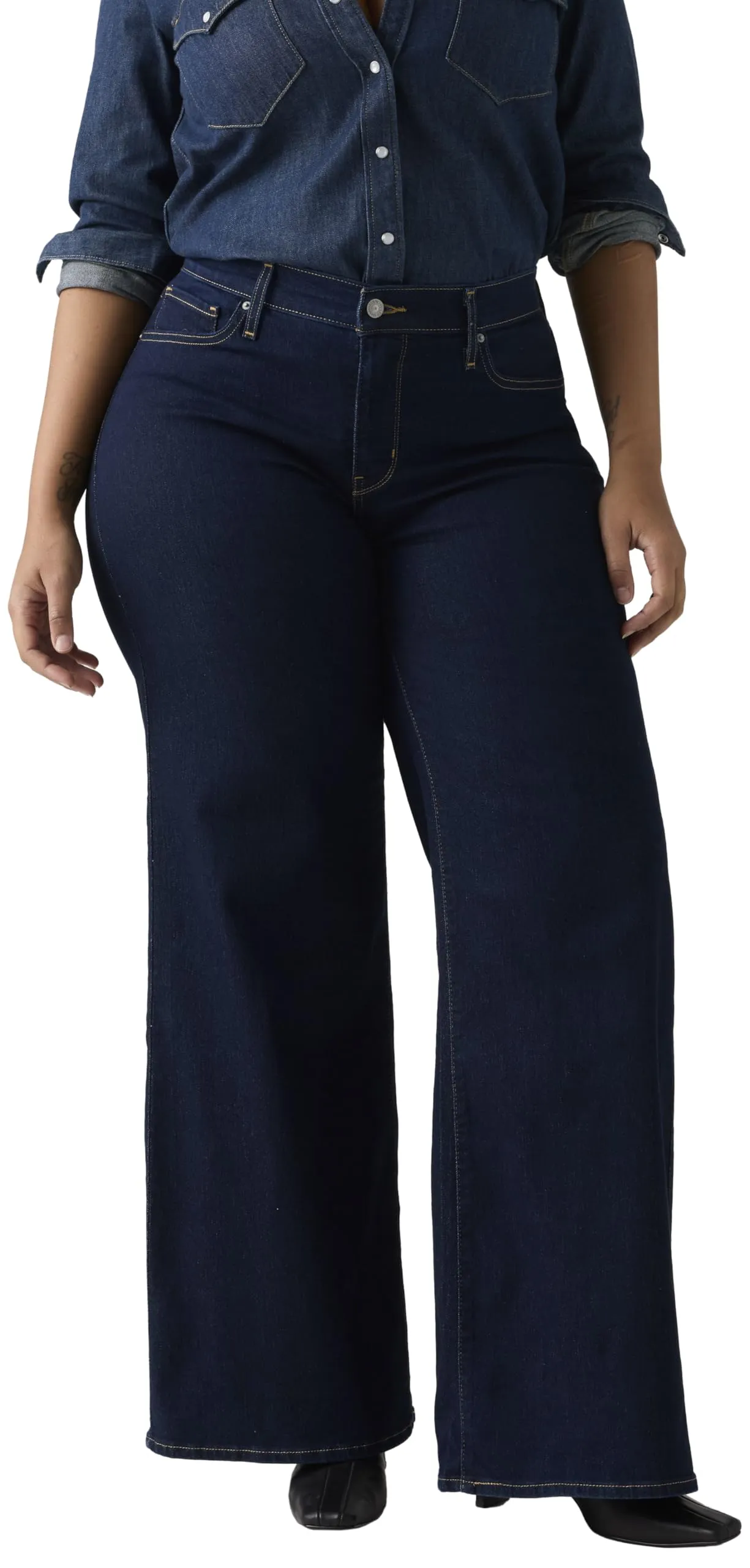 Levi's 318 Shaping Wide Leg Jeans, Darkest Sky, 28W x 32L - immagine 9