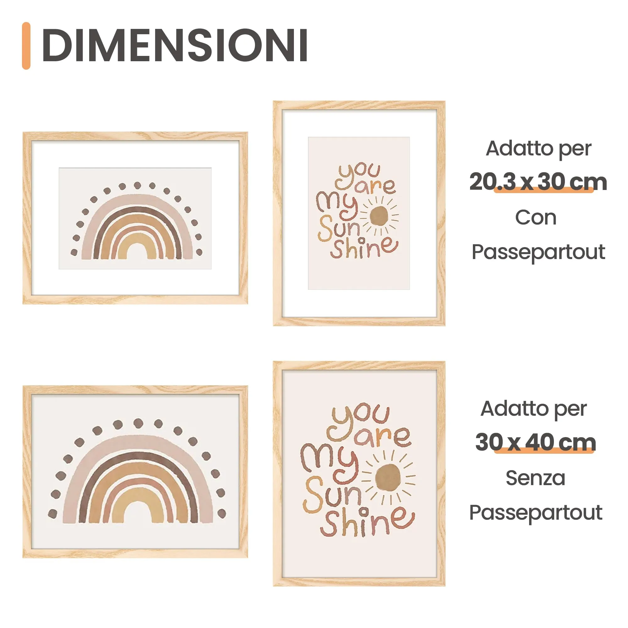 upsimples Cornici Portafoto in Legno, Set da 3, 30 x 40 cm - immagine 2