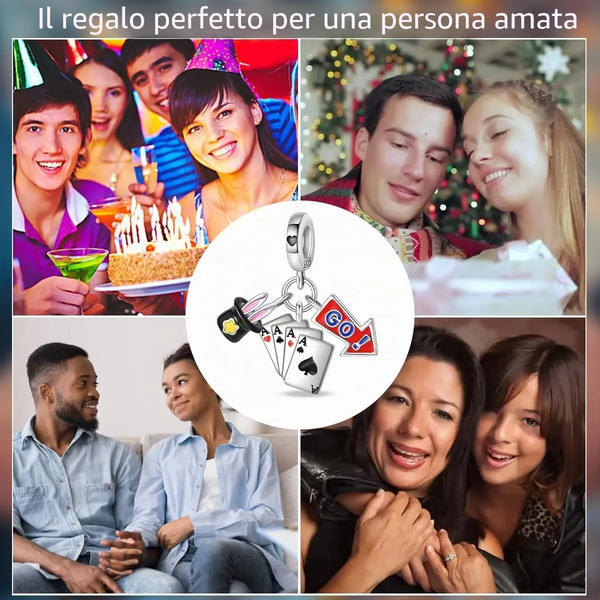 TINSLO Bead Charm in Argento Sterling 925 con Cubic Zirconia per Braccialetti e Collane Europee - immagine 6