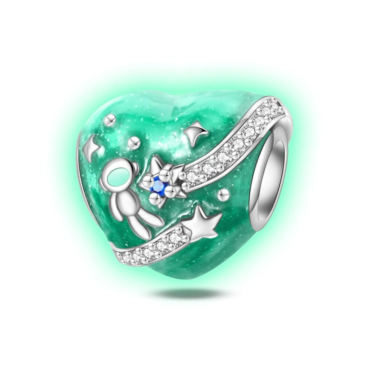 KUNSIR Bead Charm Ciondolo Argento Sterling 925 con Cubic Zirconia per Pandora Braccialetti e Collane Europee - immagine 4