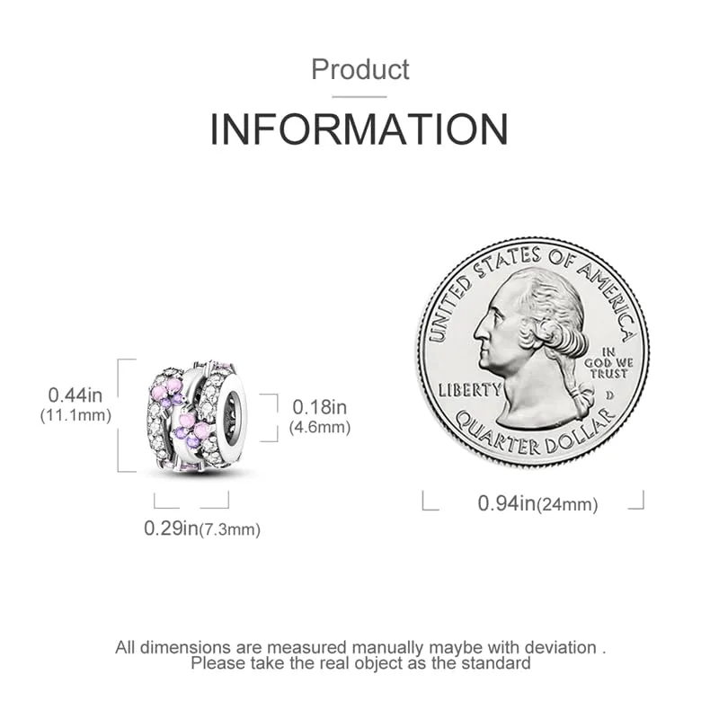 KUNSIR Bead Charm in Argento Sterling 925 con Cubic Zirconia per Braccialetti e Collane Europei - immagine 5