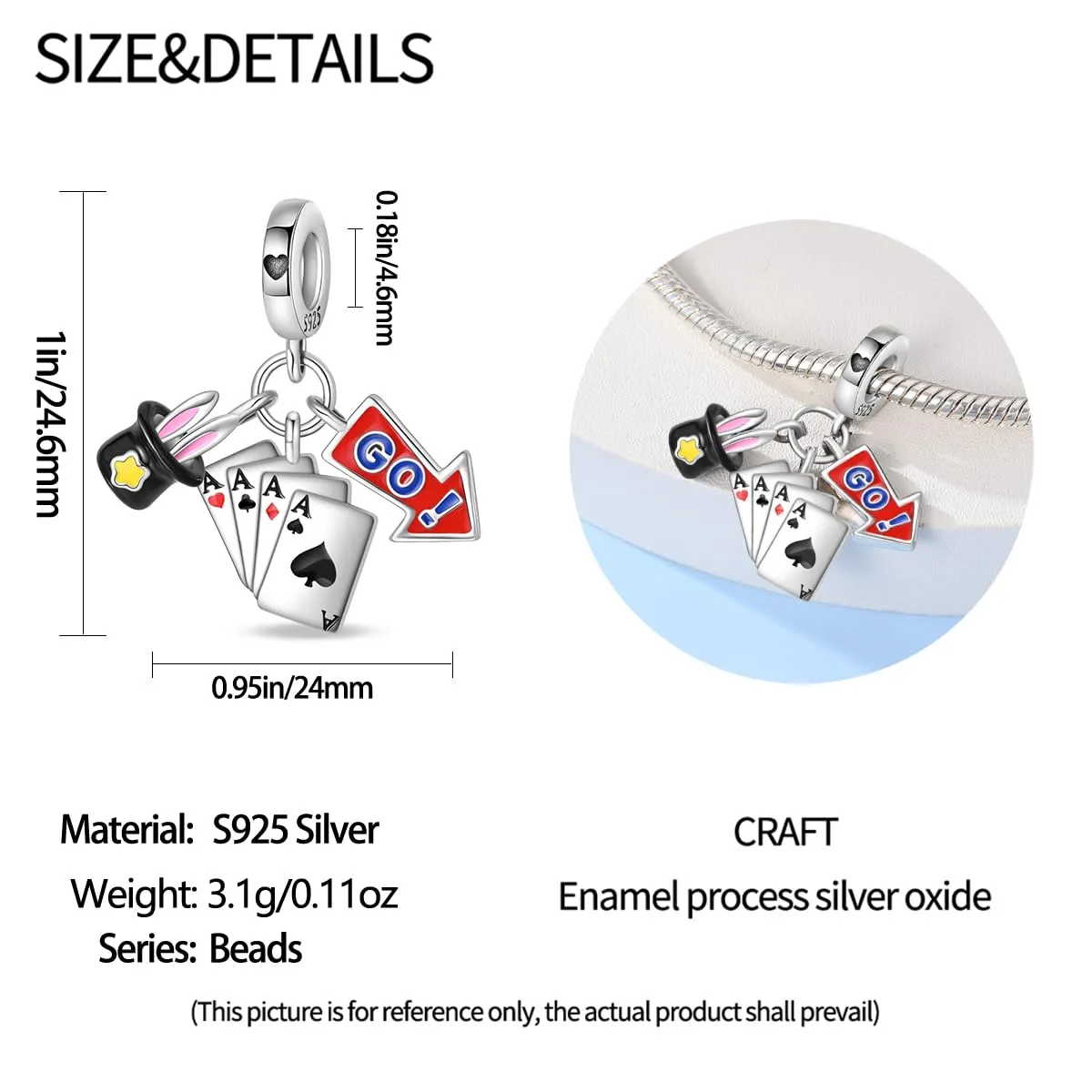 KUNSIR Bead Charm in Argento Sterling 925 e Cubic Zirconia per Braccialetti e Collane Europei - immagine 5