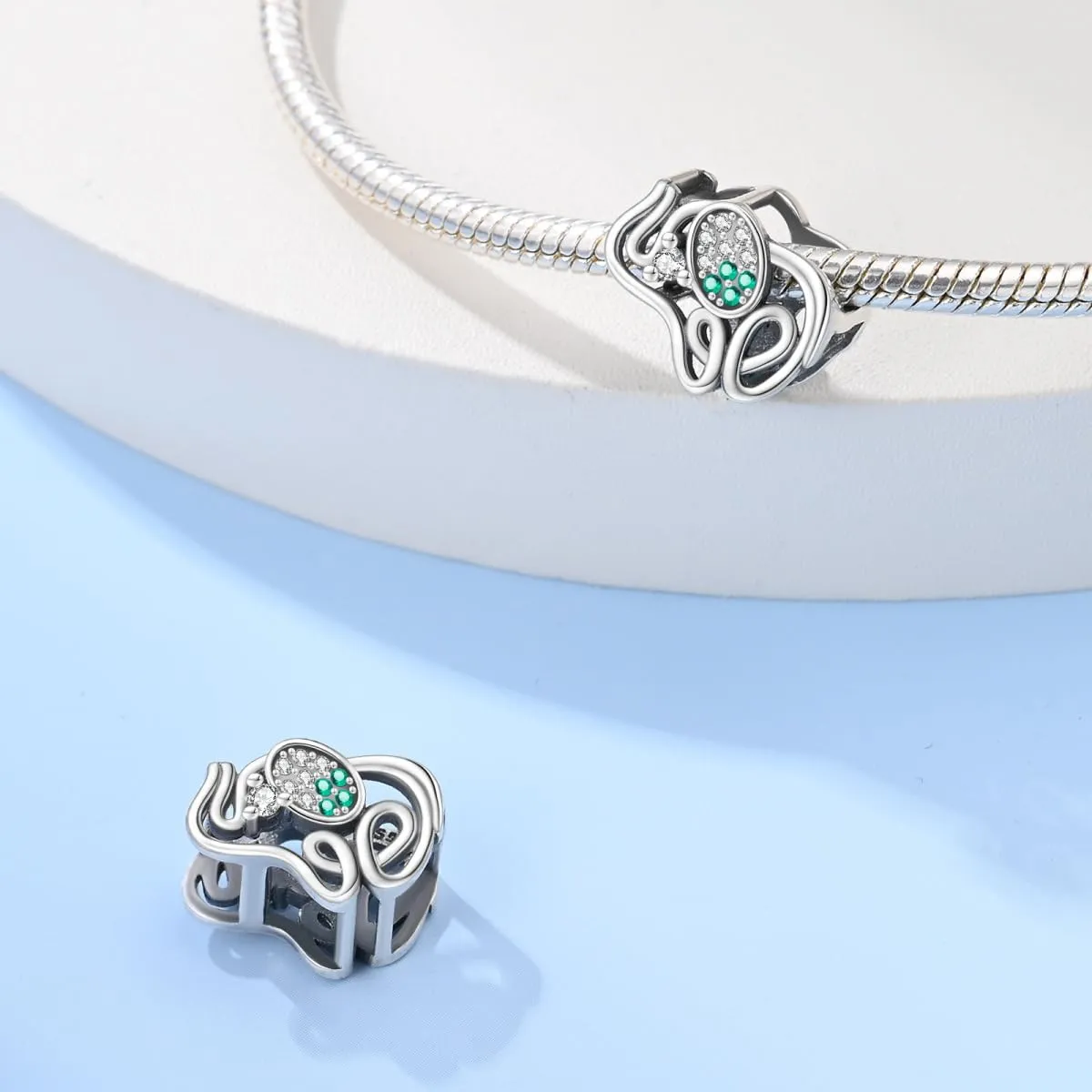 KUNSIR Bead Charm Ciondolo Argento Sterling 925 con Cubic Zirconia per Pandora Braccialetti e Collane Europee - immagine 2