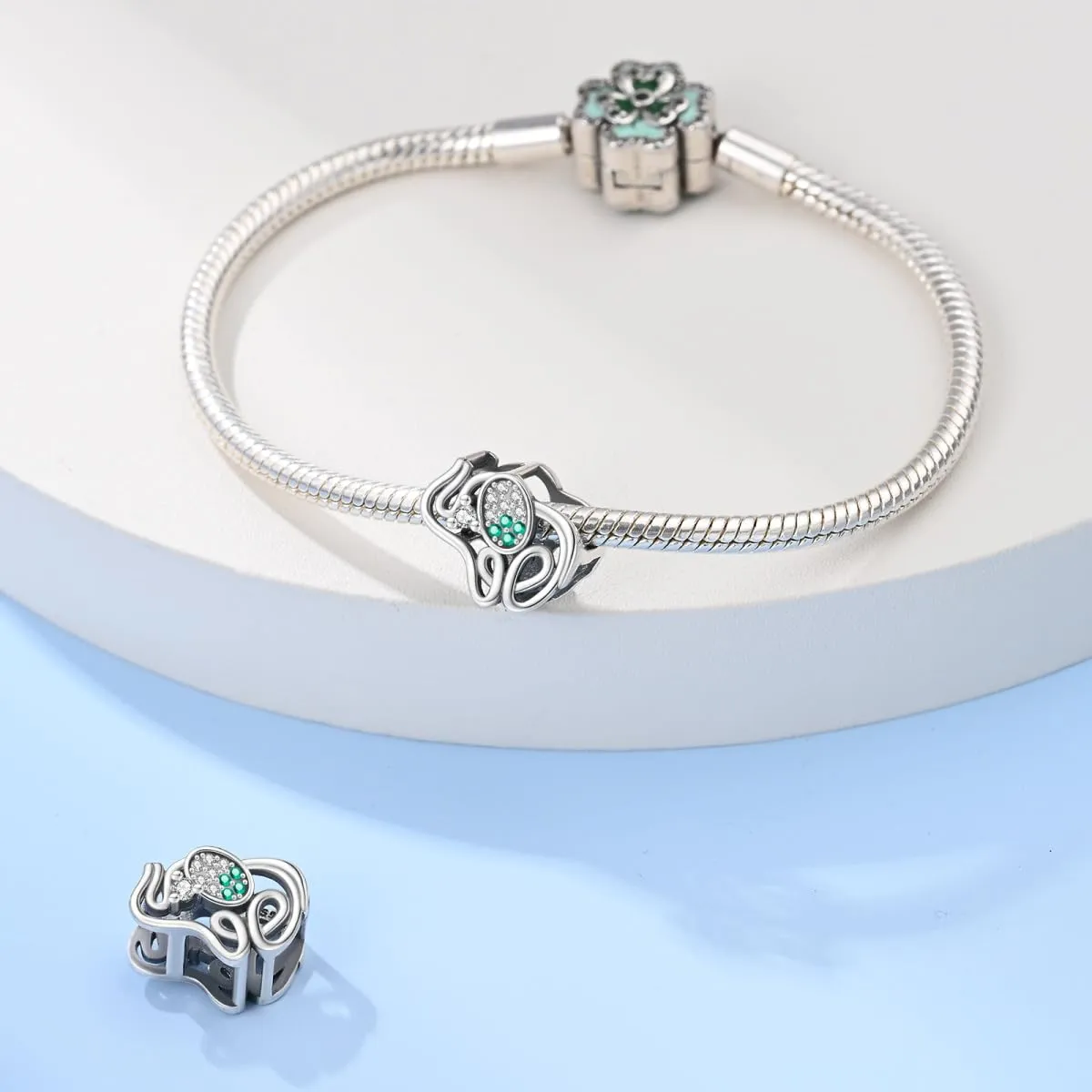 KUNSIR Bead Charm Ciondolo Argento Sterling 925 con Cubic Zirconia per Pandora Braccialetti e Collane Europee - immagine 3