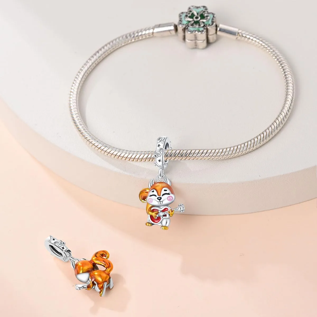 KUNSIR Bead Charm in Argento Sterling 925 con Cubic Zirconia per Braccialetti e Collane Europei - immagine 3