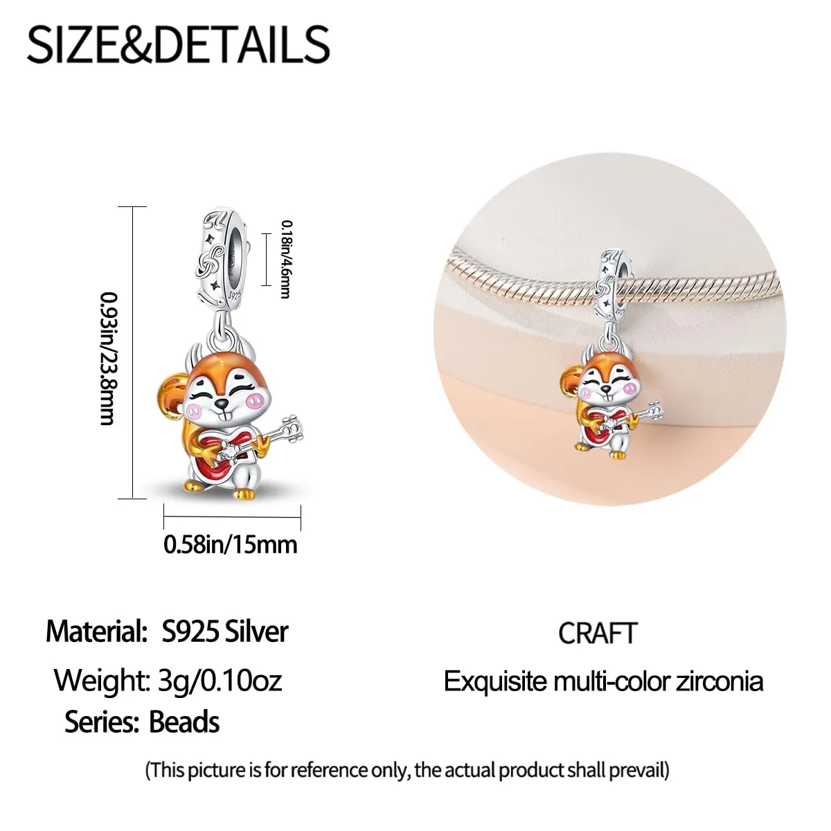 KUNSIR Bead Charm in Argento Sterling 925 con Cubic Zirconia per Braccialetti e Collane Europei - immagine 5