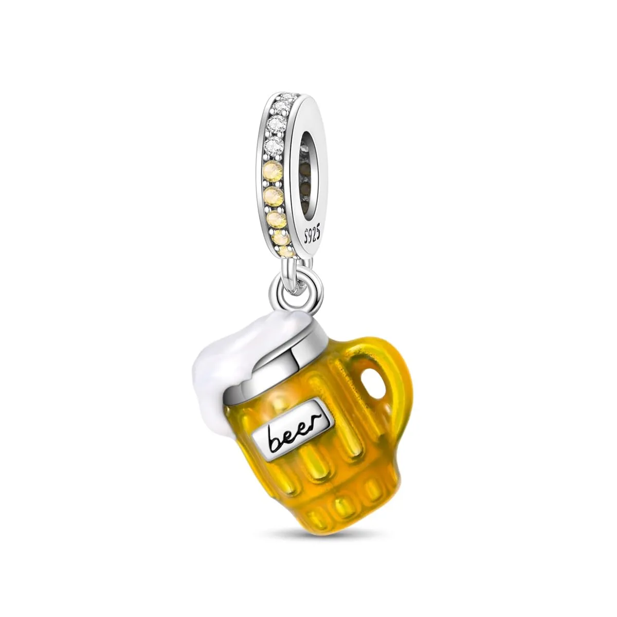 KUNSIR Bead Charm Ciondolo in Argento Sterling 925 con Cubic Zirconia, Compatibile con Braccialetti e Collane Europei - immagine 1