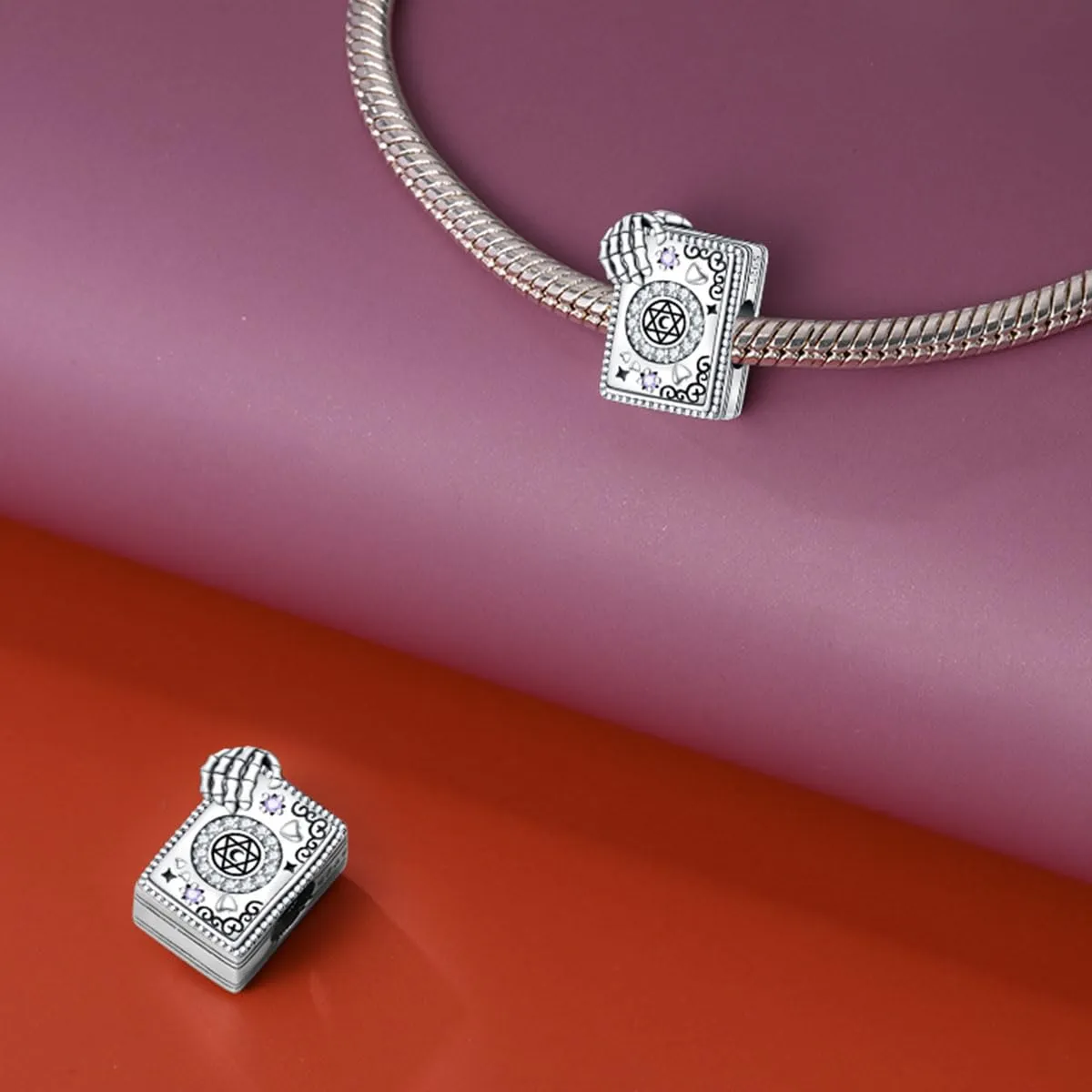 KUNSIR Bead Charm Ciondolo Argento Sterling 925 con Cubic Zirconia per Pandora Braccialetti e Collane Europei - immagine 2