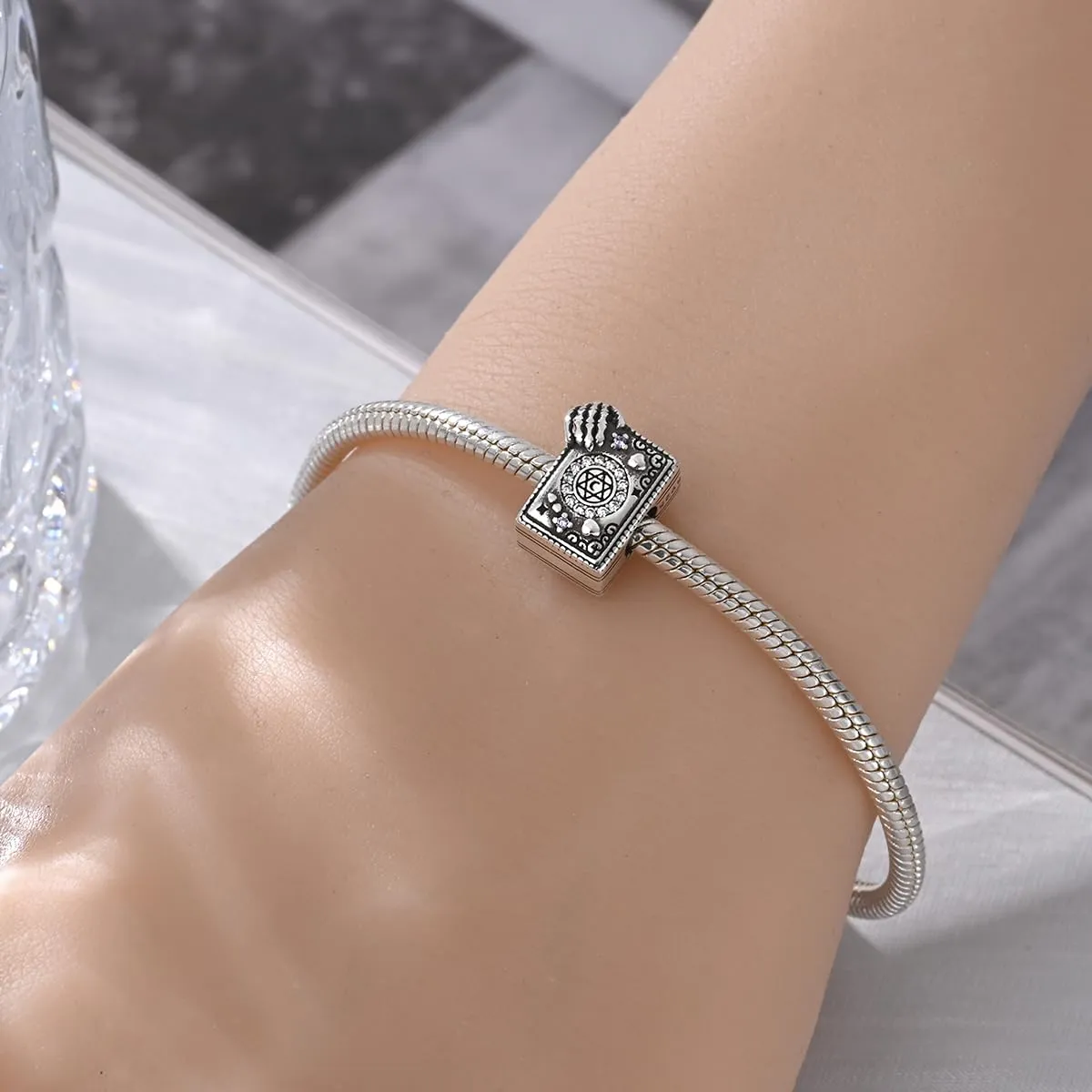 KUNSIR Bead Charm Ciondolo Argento Sterling 925 con Cubic Zirconia per Pandora Braccialetti e Collane Europei - immagine 4