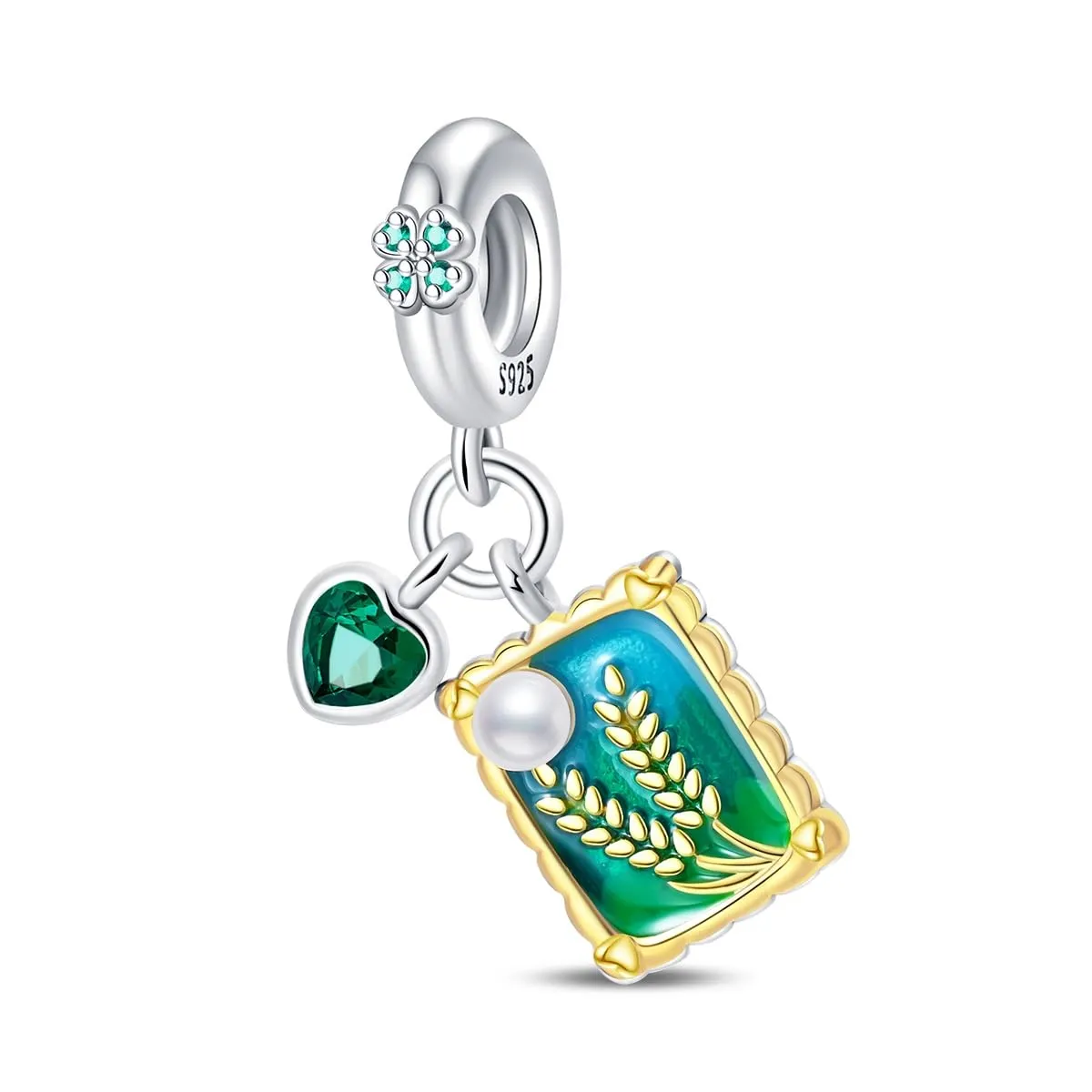 KUNSIR Bead Charm Ciondolo Argento Sterling 925 con Cubic Zirconia per Braccialetti e Collane Europei - immagine 1