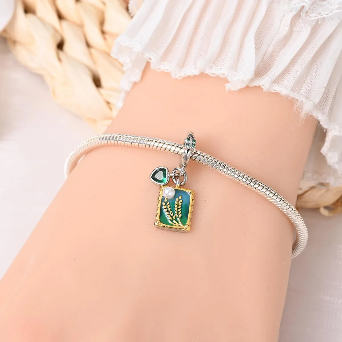KUNSIR Bead Charm Ciondolo Argento Sterling 925 con Cubic Zirconia per Braccialetti e Collane Europei - immagine 4