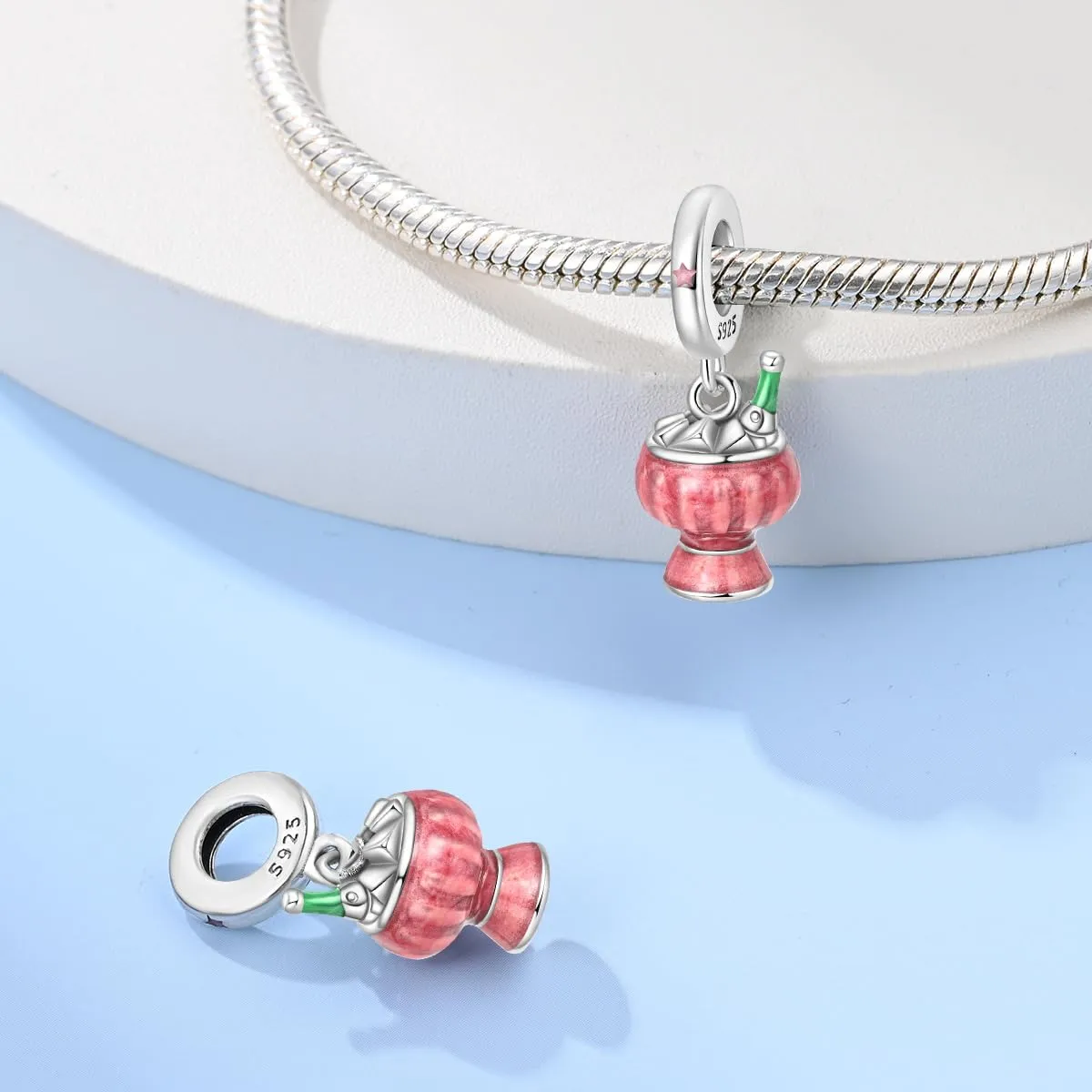 KUNSIR Bead Charm in Argento Sterling 925 con Cubic Zirconia per Braccialetti e Collane Europei - immagine 2