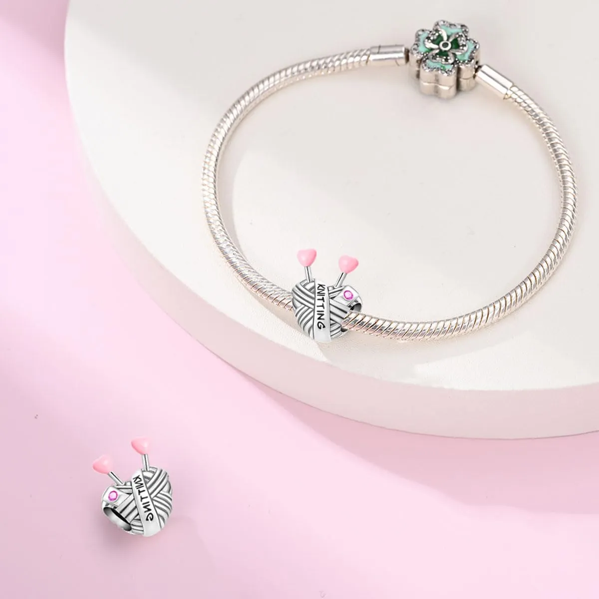KUNSIR Bead Charm Ciondolo Argento Sterling 925 con Cubic Zirconia per Braccialetti e Collane Europei - immagine 3