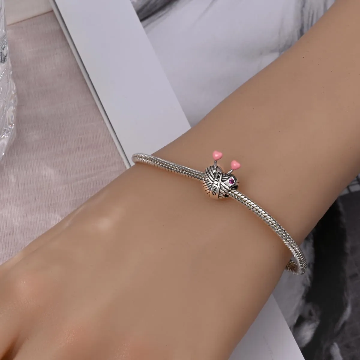 KUNSIR Bead Charm Ciondolo Argento Sterling 925 con Cubic Zirconia per Braccialetti e Collane Europei - immagine 4