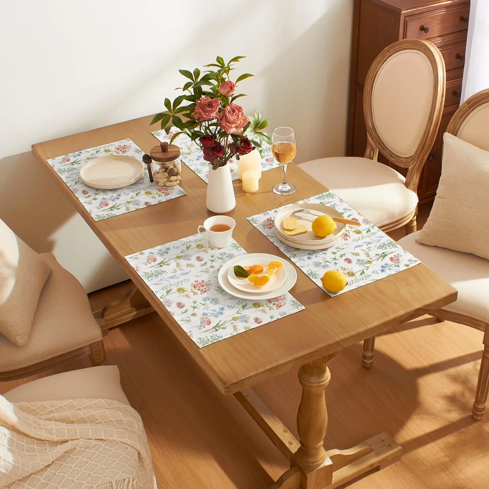 Softalker Set di 8 tovagliette all'americana floreali in poliestere, 30,5 x 45,7 cm - immagine 2