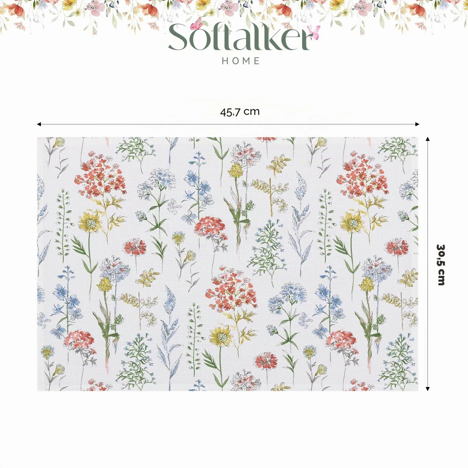 Softalker Set di 8 tovagliette all'americana floreali in poliestere, 30,5 x 45,7 cm - immagine 6