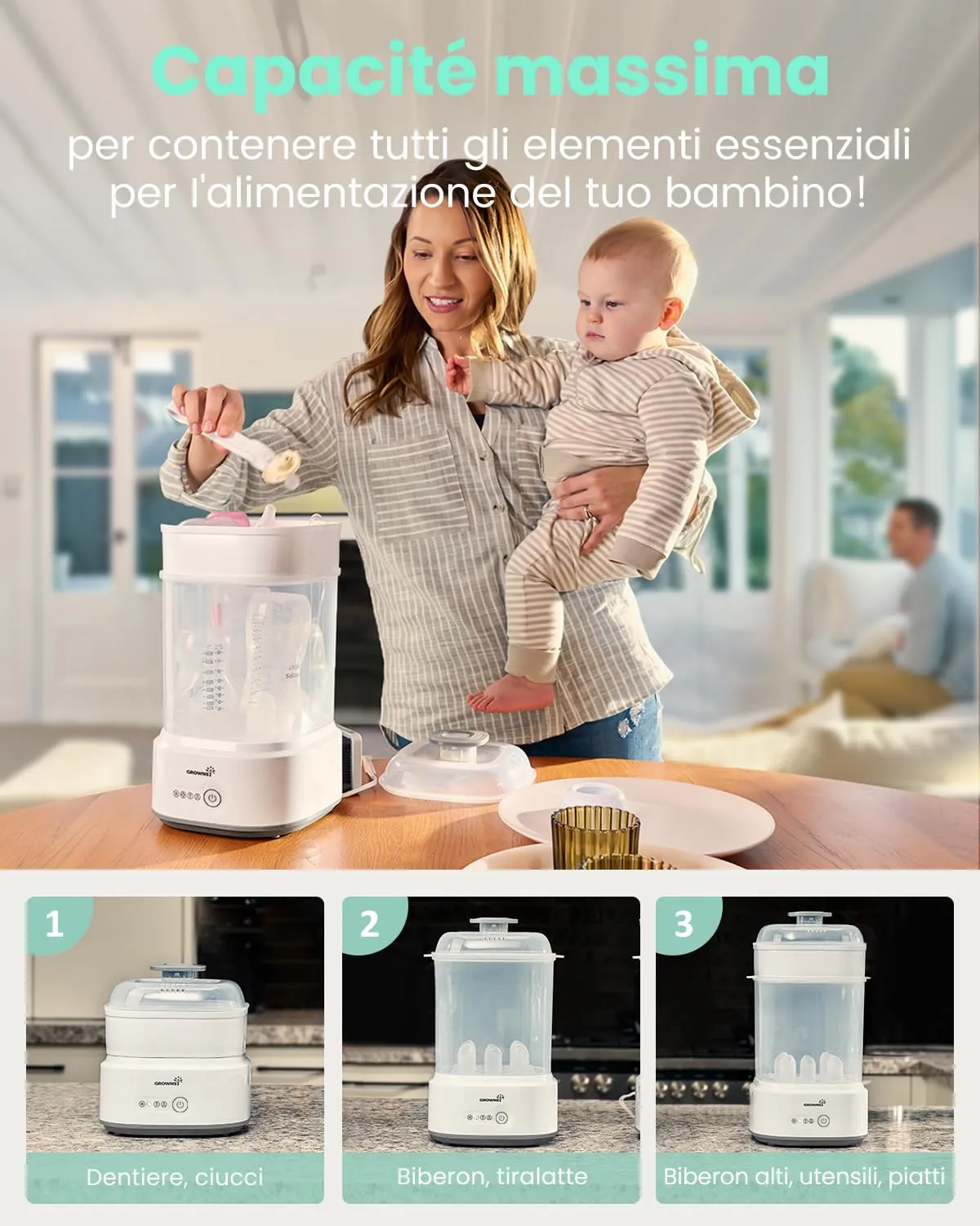 Grownsy Sterilizzatore Biberon con Asciugatura 5 in 1 - immagine 4