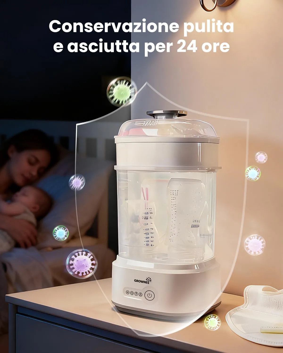 Grownsy Sterilizzatore Biberon con Asciugatura 5 in 1 - immagine 5