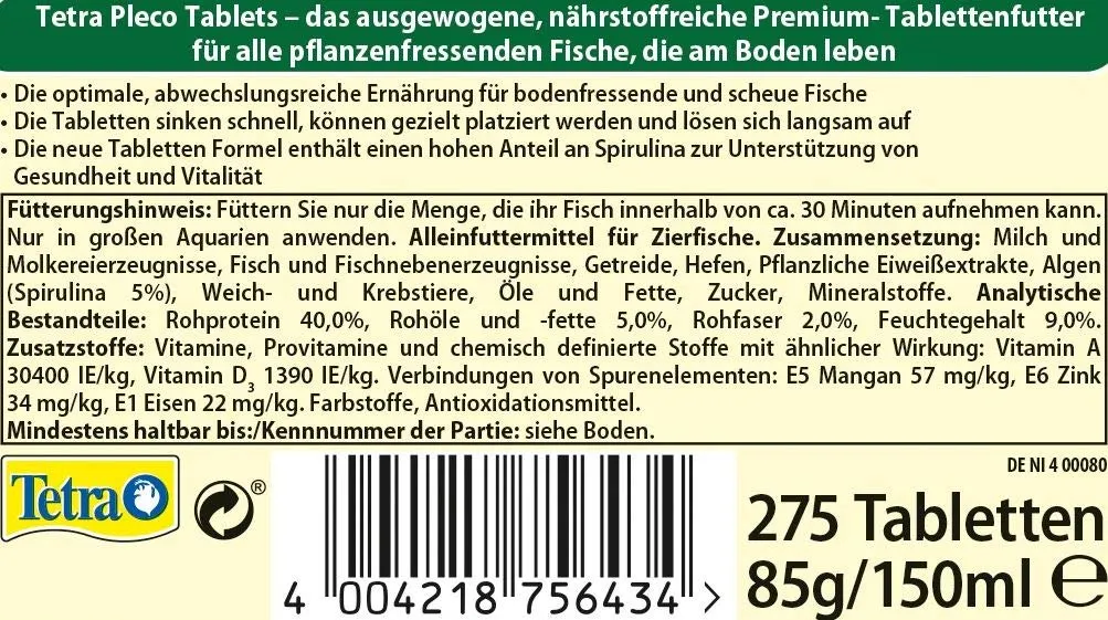 Tetra Pleco Tablets, 275 Tabs - immagine 4