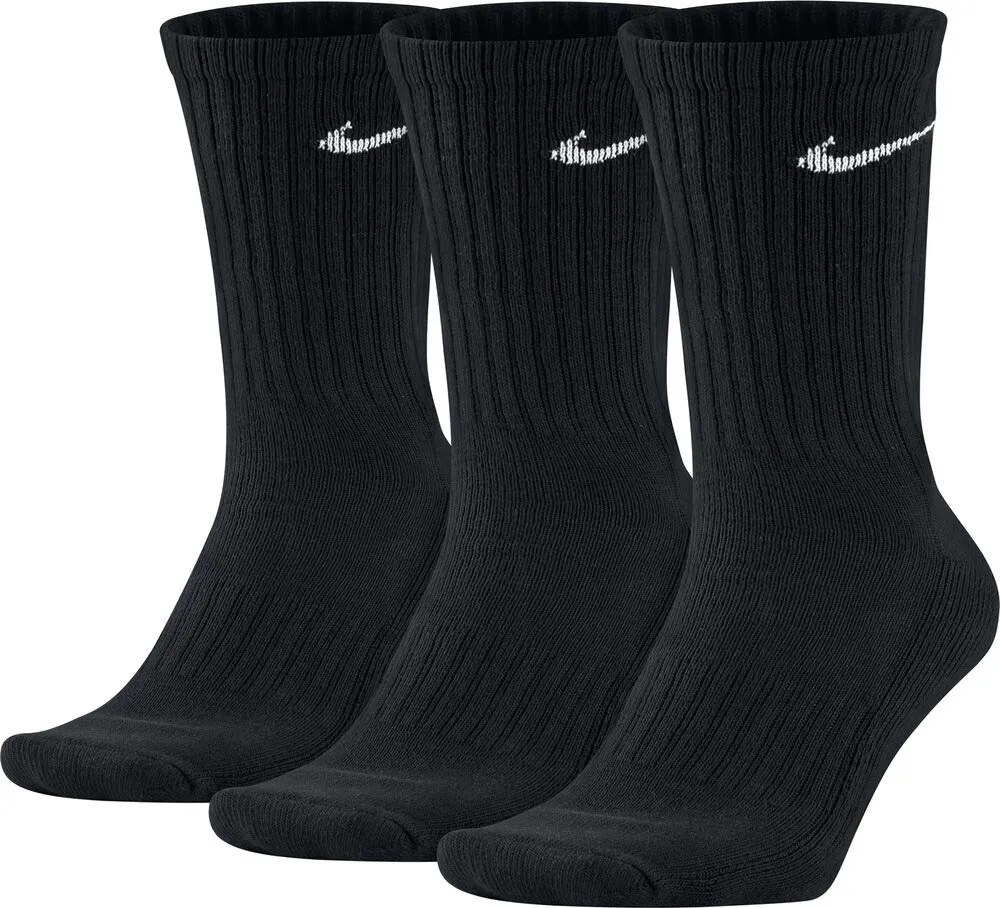 Nike Value Cotton Crew Socks, 3-Pack, Black/Blue, S/ 34-38 - immagine 1