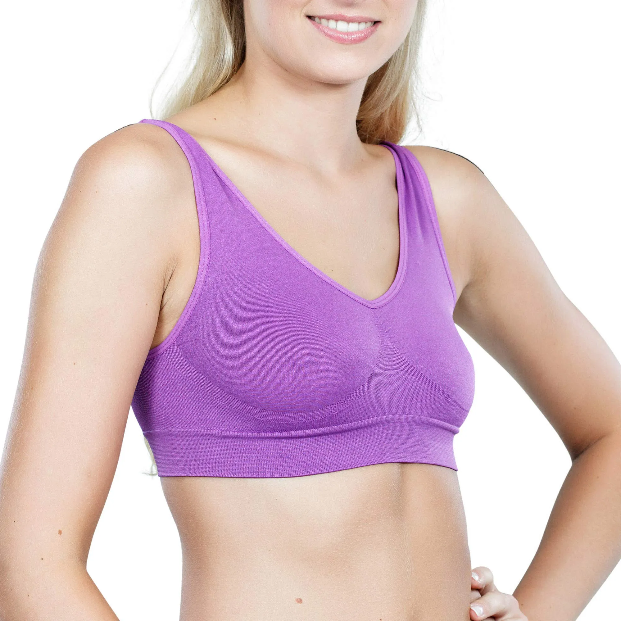 UnsichtBra Set di 3 Reggiseni Senza Ferretto, Senza Cuciture, Nero, Bianco, Beige - immagine 5