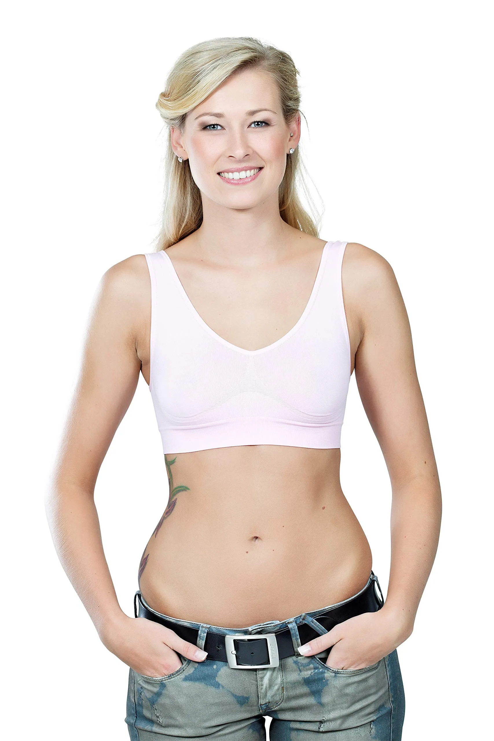 UnsichtBra Set di 3 Reggiseni Senza Ferretto, Senza Cuciture, Nero, Bianco, Beige - immagine 3