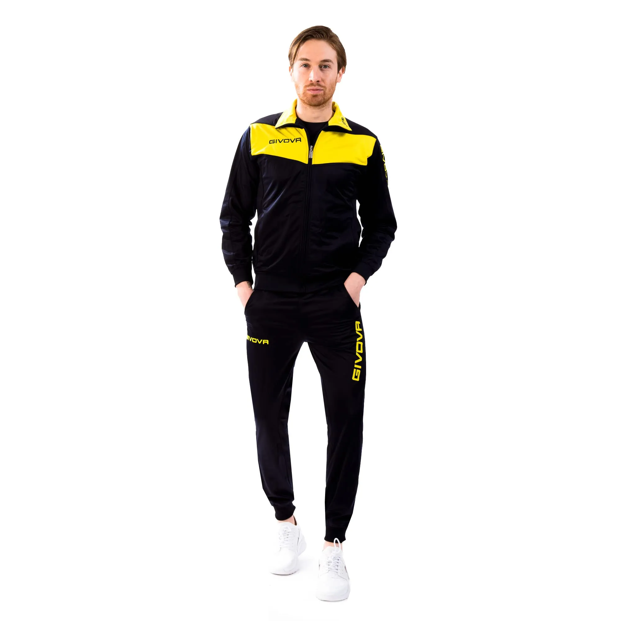 Givova Visa Tuta Sportiva Uomo, Multicolore (Blu/Giallo Fluo), S - immagine 1
