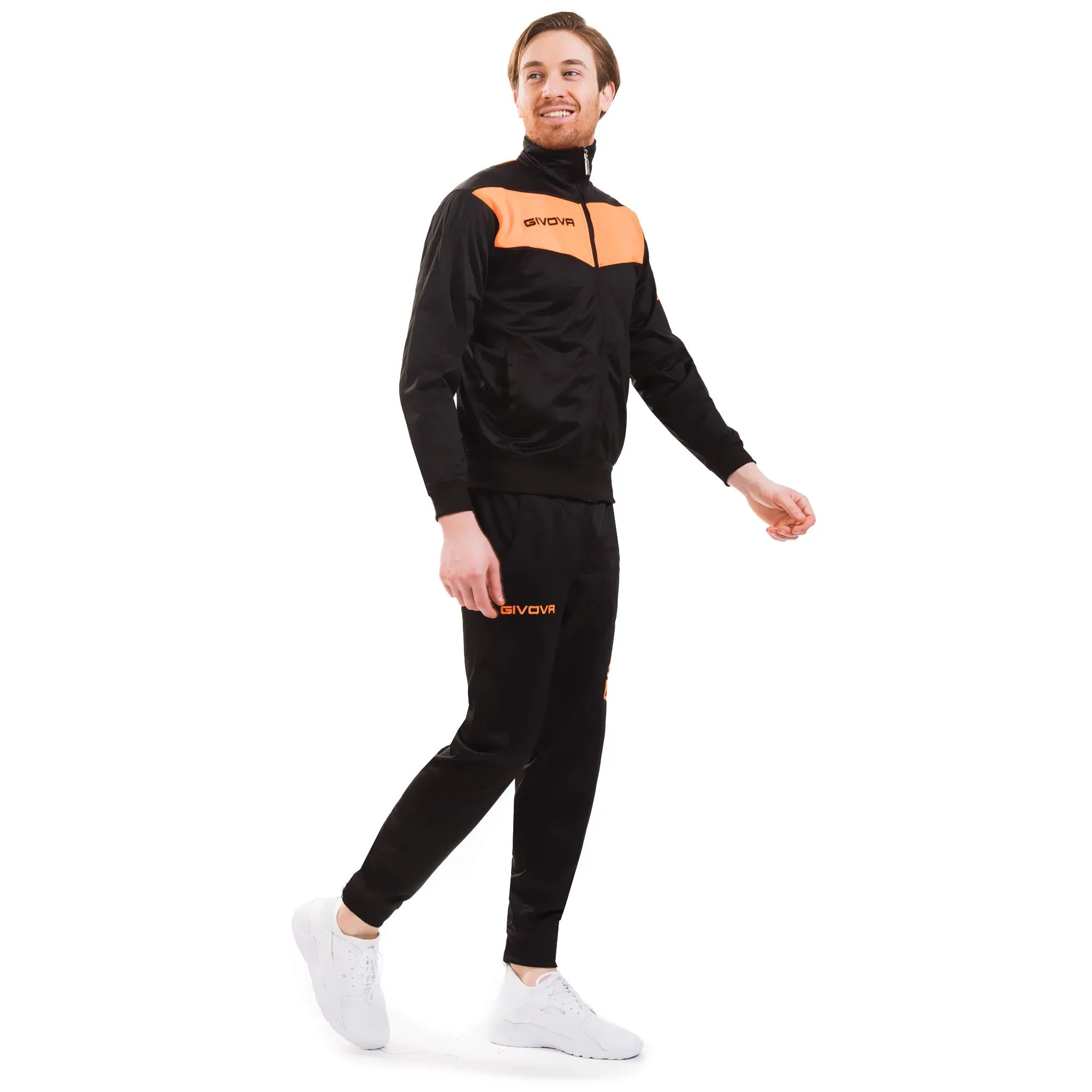 Givova Visa Tuta Sportiva Uomo, Nero/Arancione Fluo1, M - immagine 1