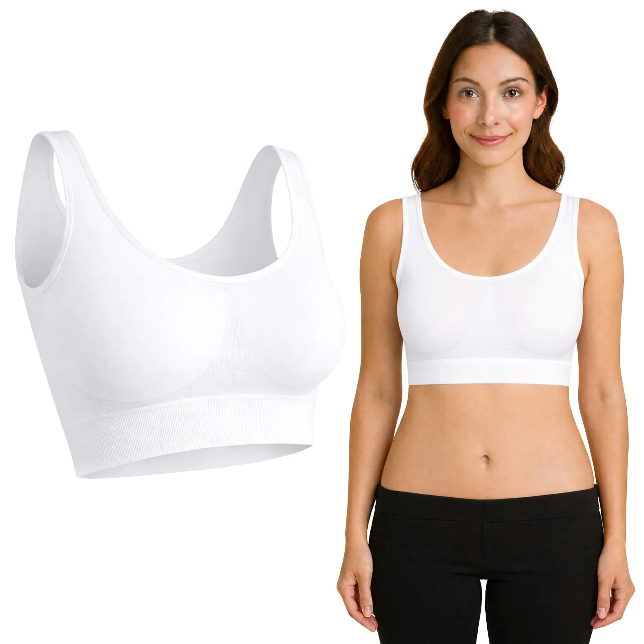 UnsichtBra Set di 3 Reggiseni Senza Ferretto e Senza Cuciture, Nero, Bianco, Beige - immagine 9