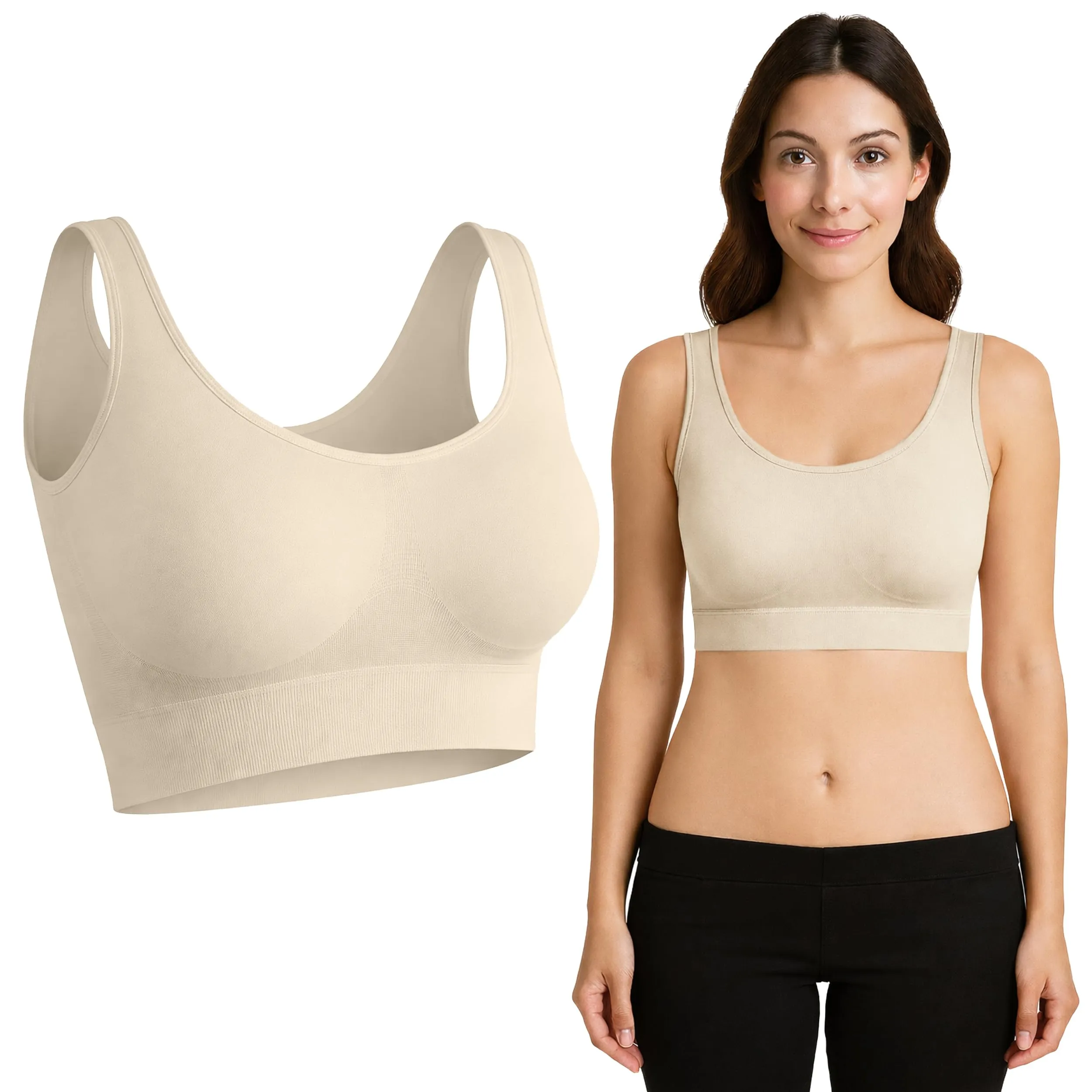 UnsichtBra Set di 3 Reggiseni Senza Ferretto e Senza Cuciture, Nero, Bianco, Beige - immagine 9