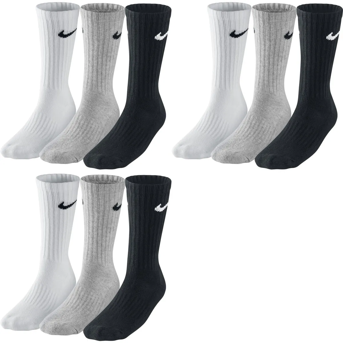 Nike Calzini Unisex Sx4508 001 Nero Bianco Grigio Small - immagine 2