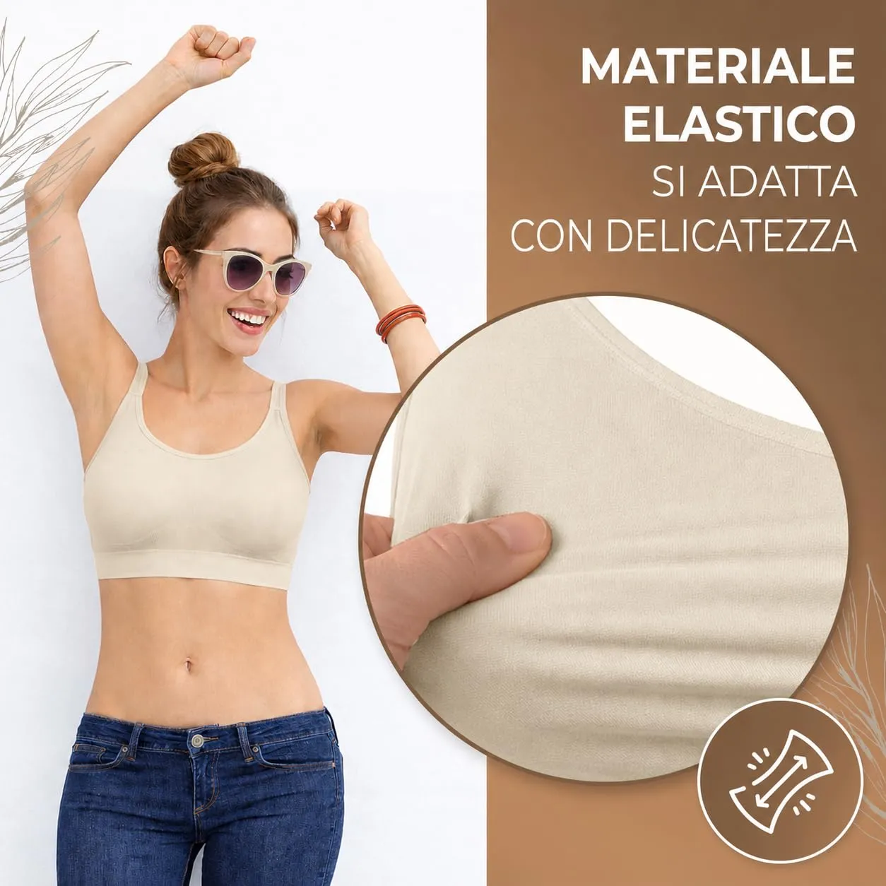 UnsichtBra Set di 3 Reggiseni Senza Ferretto Senza Cuciture Nero, Bianco, Beige - immagine 5